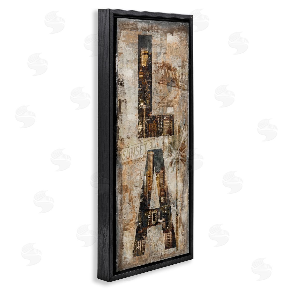 Los Angeles Montage Collage Black Floating Frame Canvas Wall Art, Home Decor by Luke Wilson