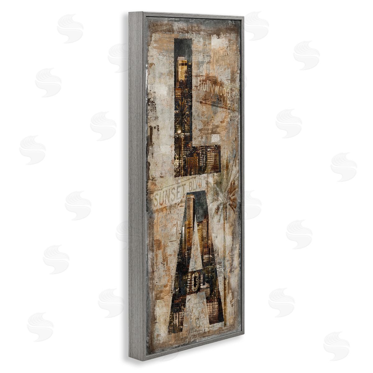 Los Angeles Montage Collage Grey Frame Print Wall Art, Home Decor by Luke Wilson