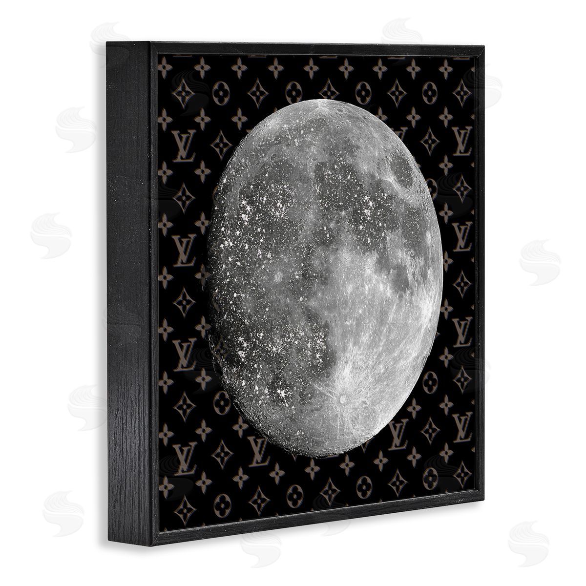 Full Moon Patterned Sky Glam Black Frame Print Wall Art, Home Decor by Ziwei Li