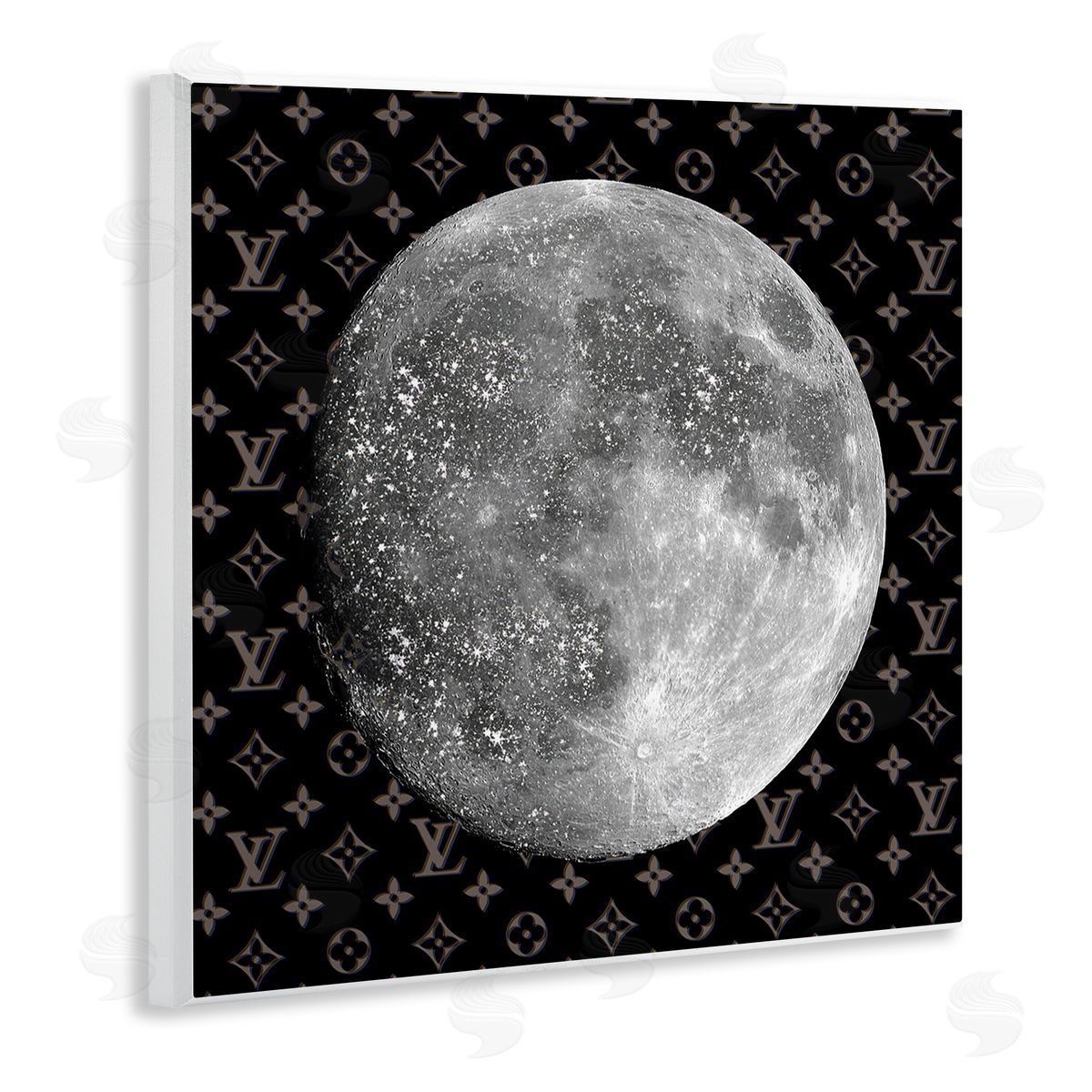 Full Moon Patterned Sky Glam Wood Plaque Wall Art, Home Decor by Ziwei Li