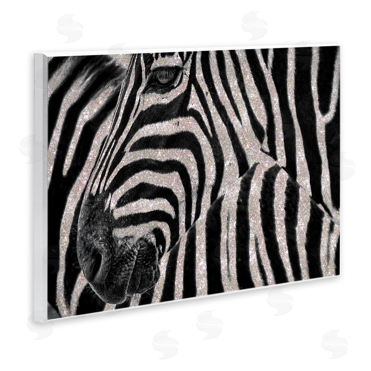 Glitter Zebra Glam Fashion Wood Plaque Wall Art, Home Decor by Ziwei Li