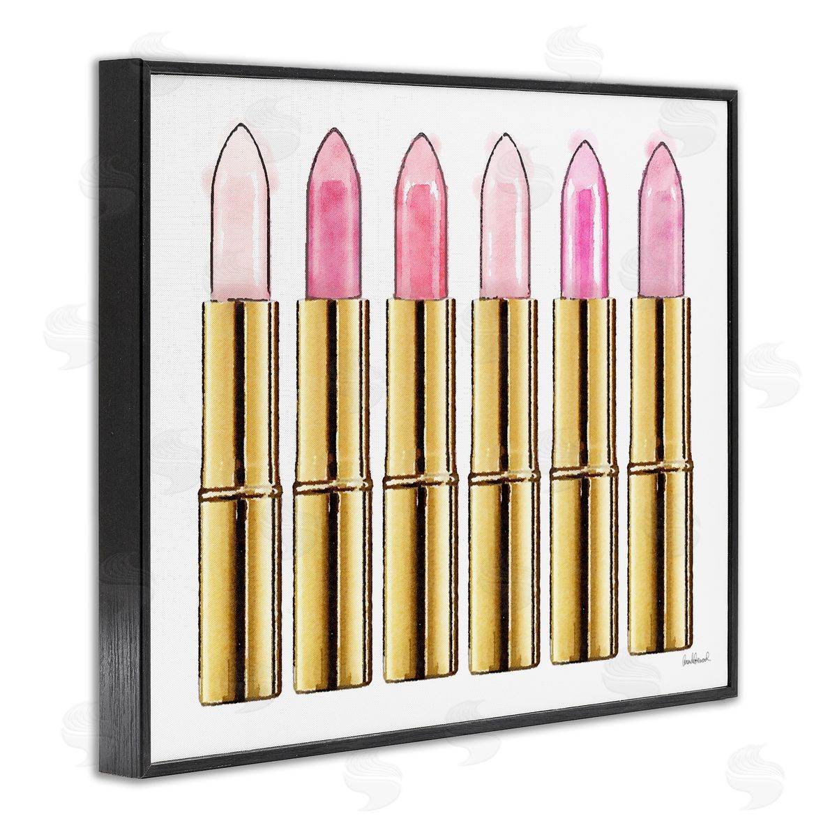 Pink Gold Lipstick Glam Fashion Black Frame Print Wall Art, Home Decor by Amanda Greenwood