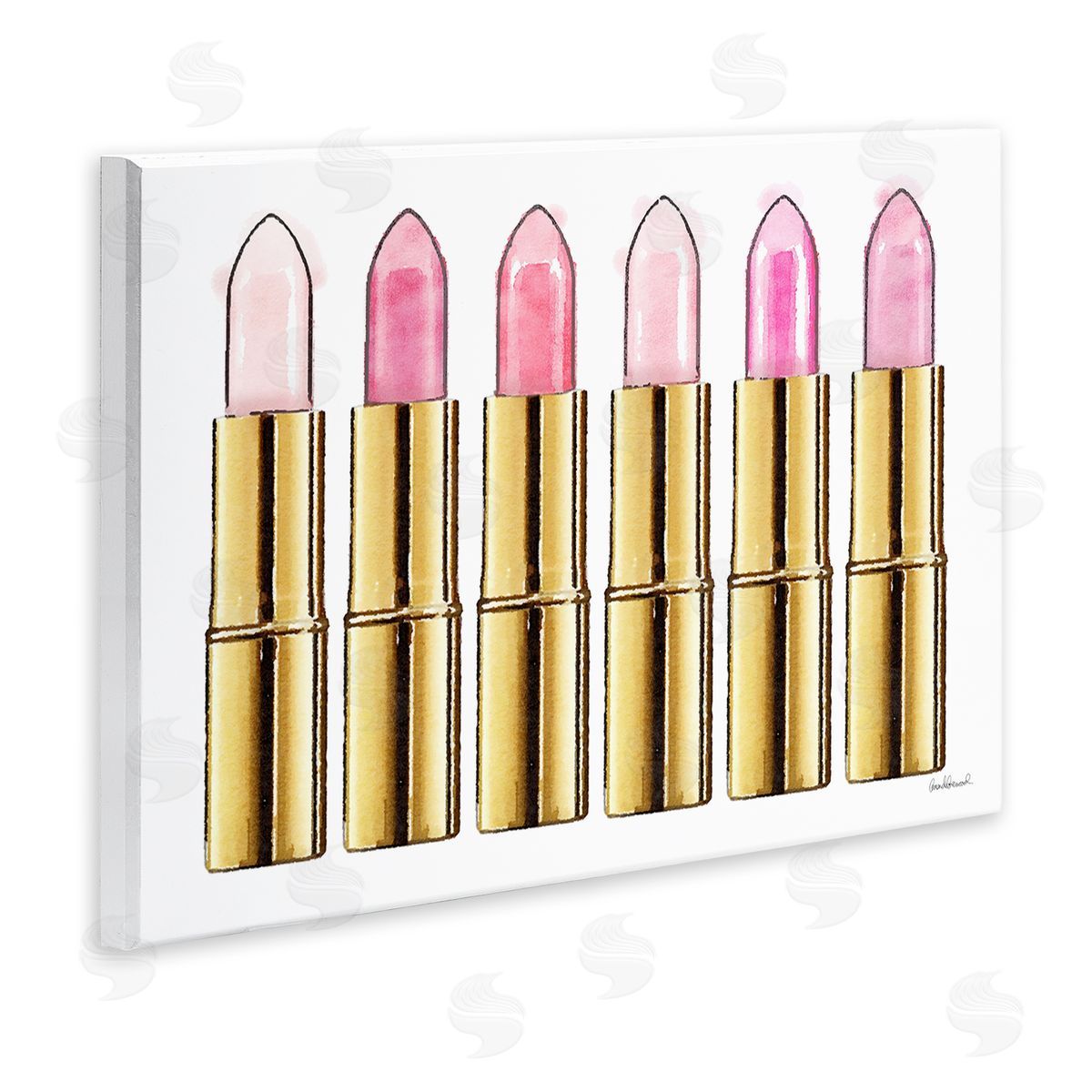 Pink Gold Lipstick Glam Fashion Wood Plaque Wall Art, Home Decor by Amanda Greenwood