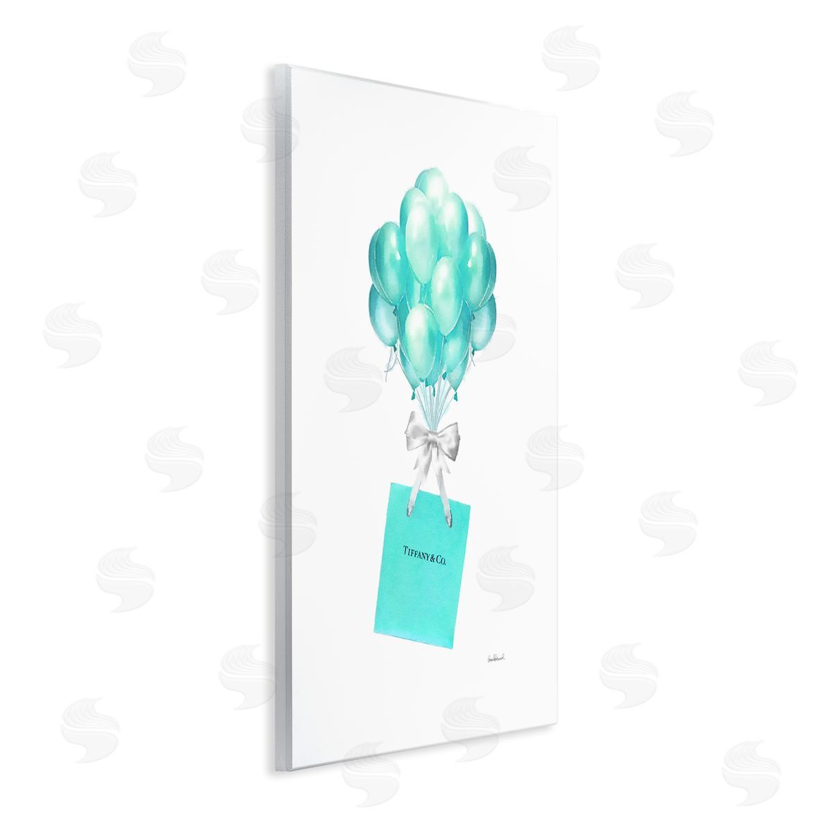 Blue Balloons & Gift Bag Glam Wood Plaque Wall Art, Home Decor by Amanda Greenwood