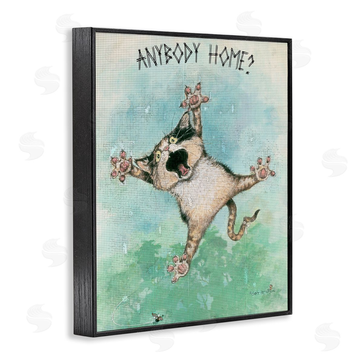 Anybody Home Funny Cat Black Frame Print Wall Art, Home Decor by Gary Patterson