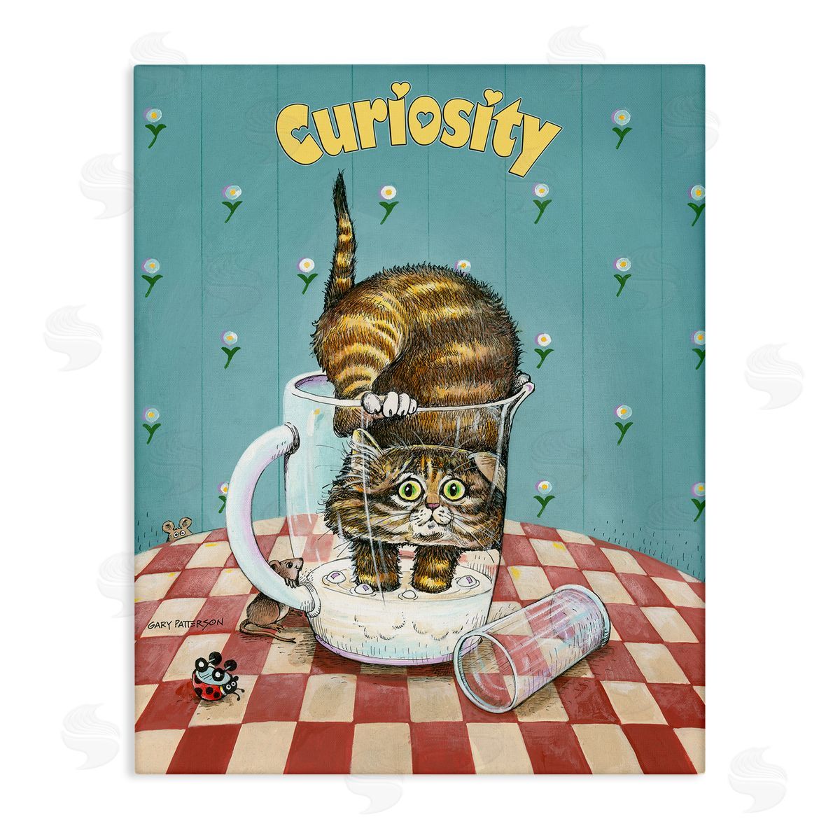 Curiosity Funny Cat Pet Canvas Wall Art, Home Decor by Gary Patterson