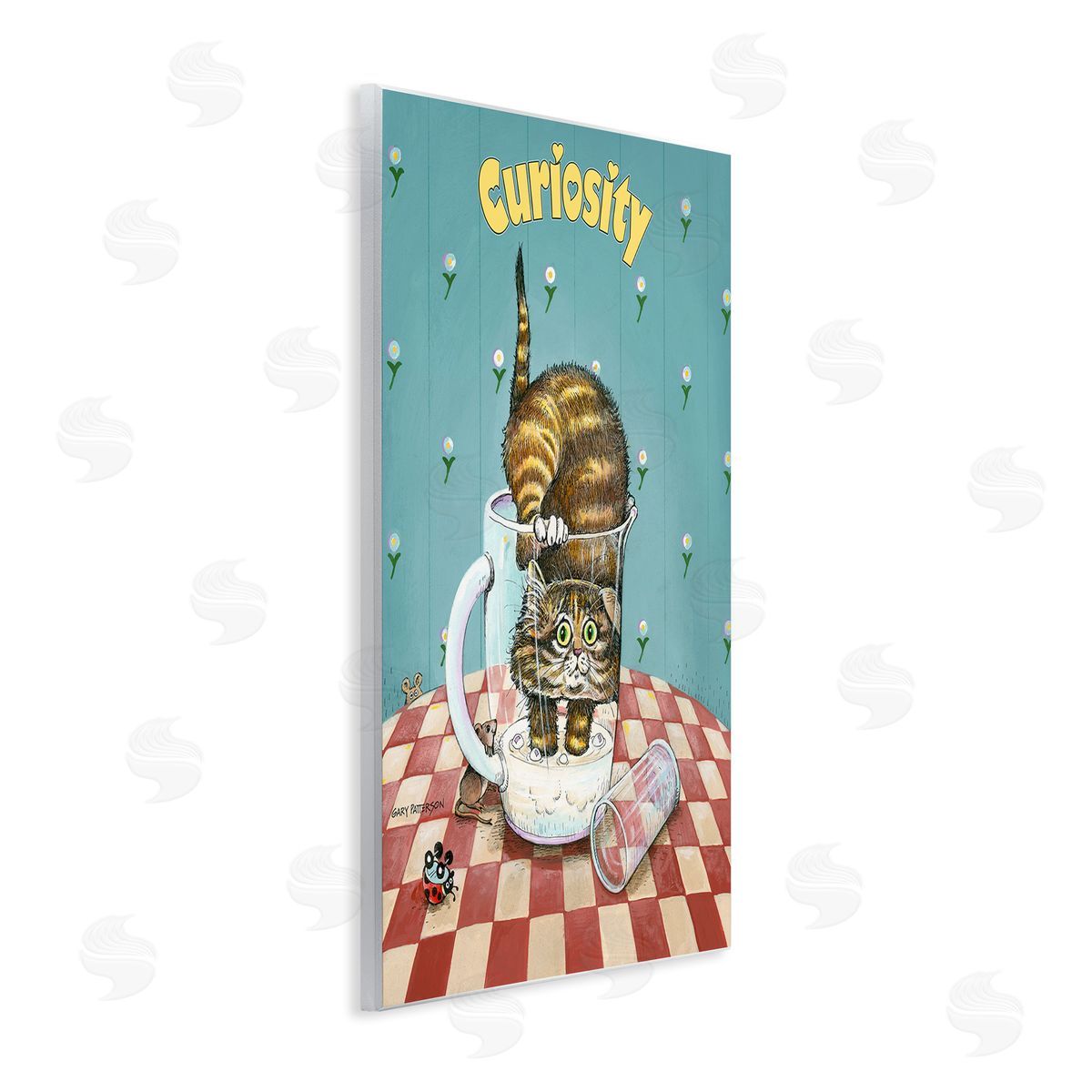 Curiosity Funny Cat Pet Wood Plaque Wall Art, Home Decor by Gary Patterson