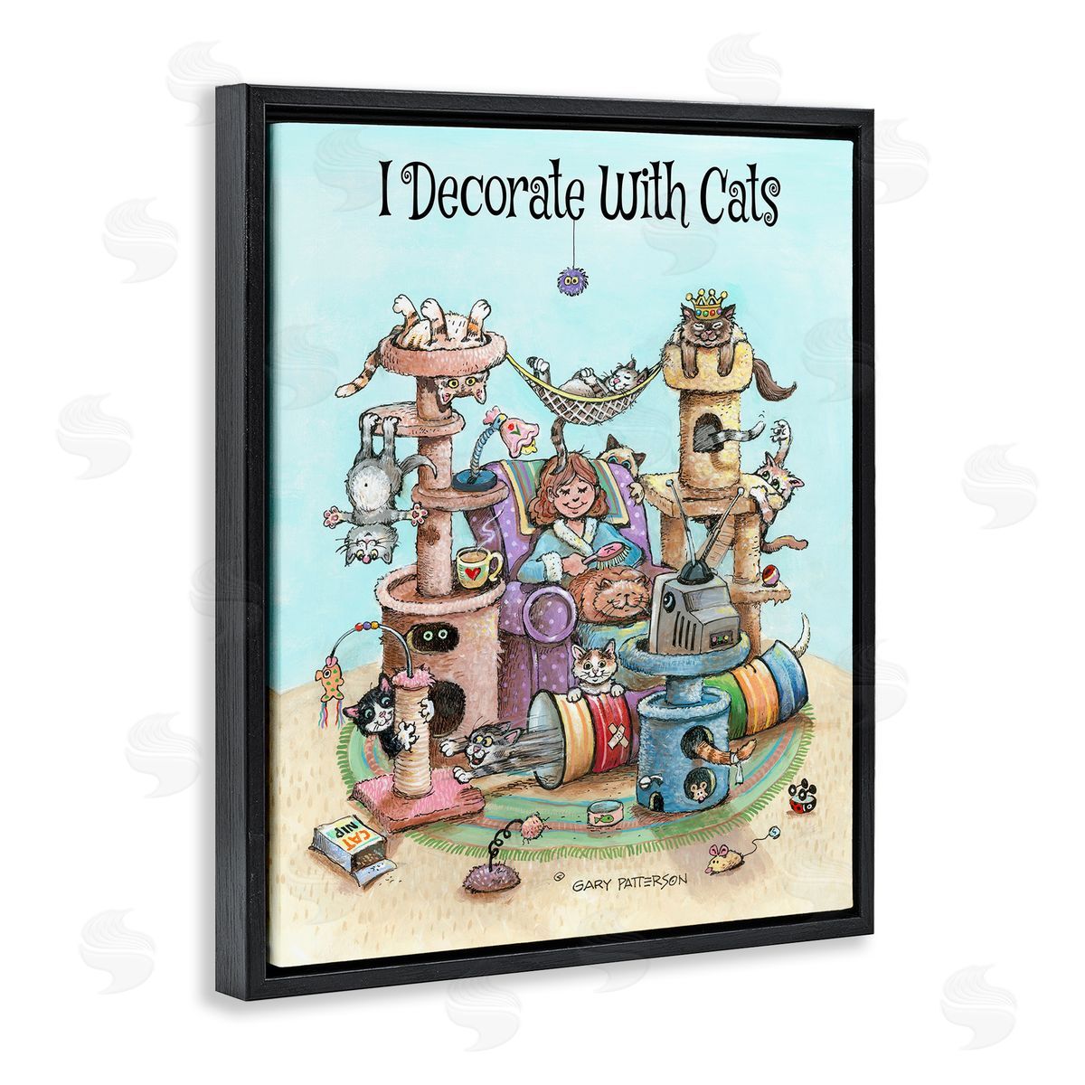 Decorate With Cats Funny Black Floating Frame Canvas Wall Art, Home Decor by Gary Patterson
