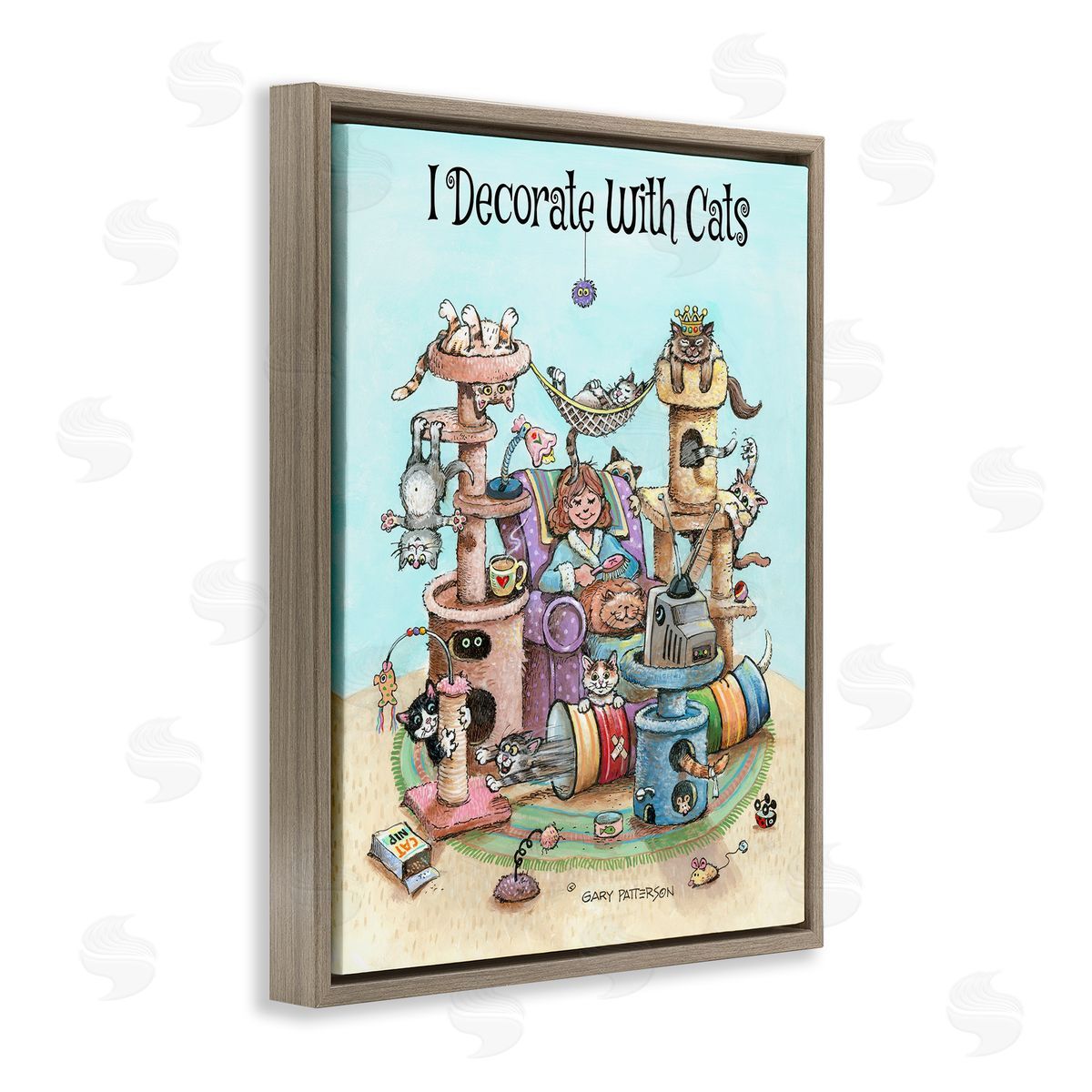Decorate With Cats Funny Brown Floating Frame Canvas Wall Art, Home Decor by Gary Patterson