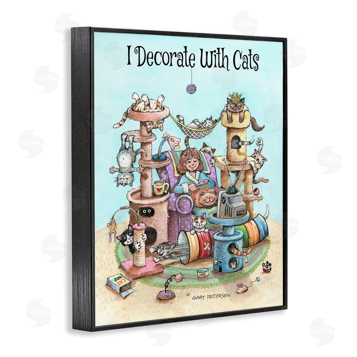 Decorate With Cats Funny Black Frame Print Wall Art, Home Decor by Gary Patterson