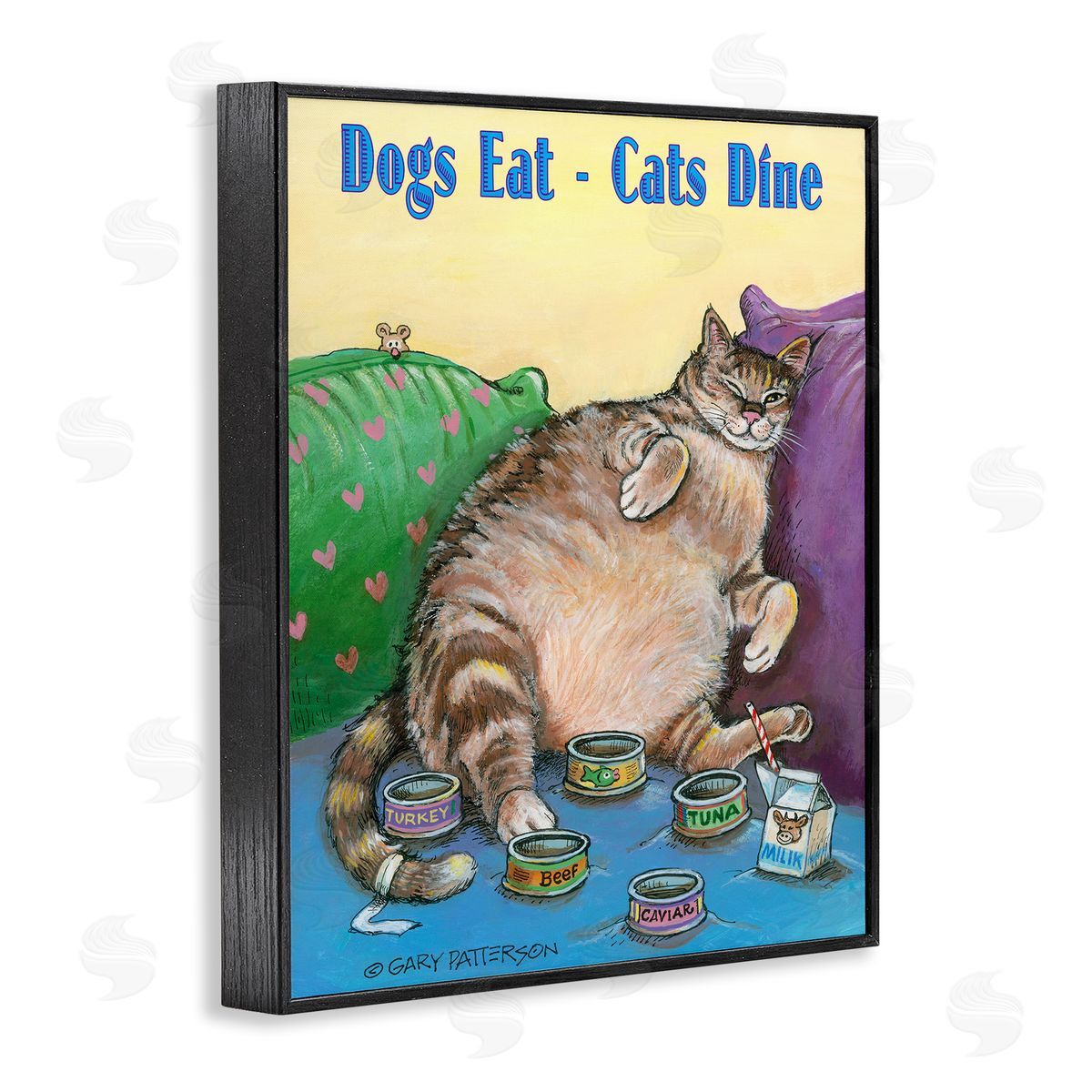 Dogs Eat Cats Dine Funny Pet Black Frame Print Wall Art, Home Decor by Gary Patterson