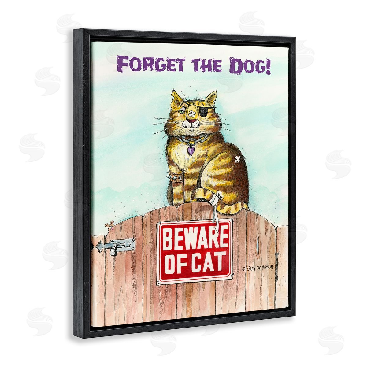 Forget The Dog Funny Cat Pet Black Floating Frame Canvas Wall Art, Home Decor by Gary Patterson