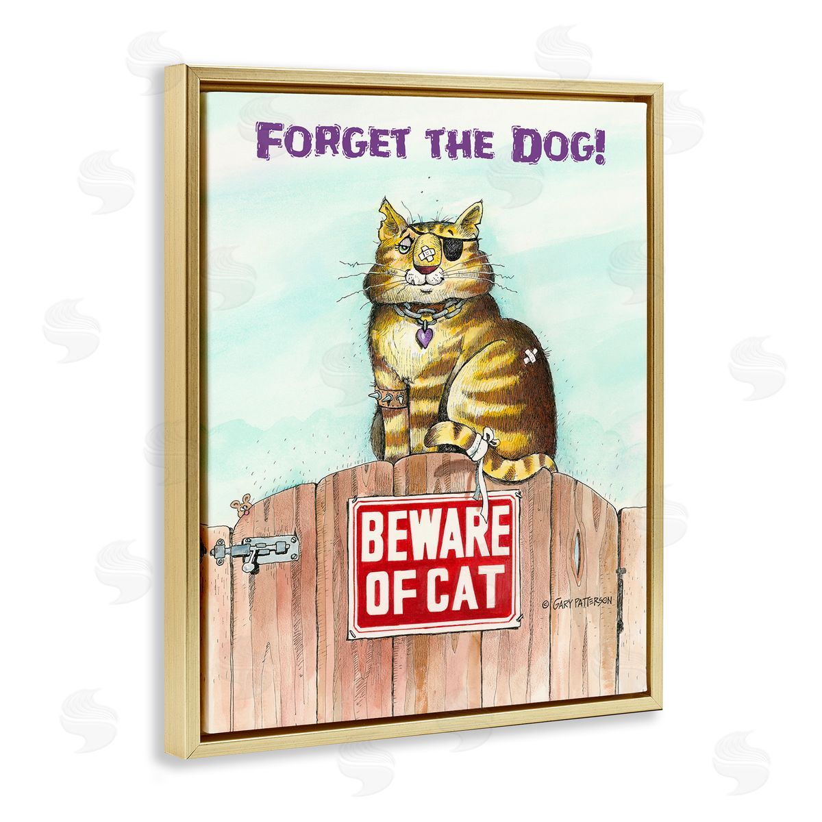 Forget The Dog Funny Cat Pet Gold Floating Frame Canvas Wall Art, Home Decor by Gary Patterson