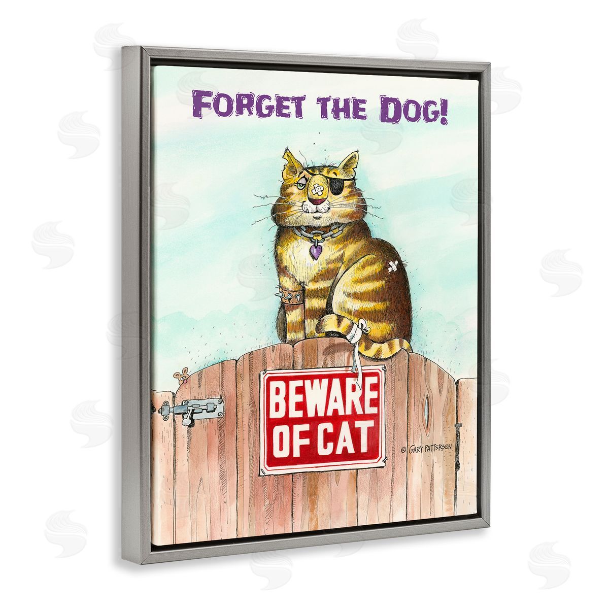 Forget The Dog Funny Cat Pet Grey Floating Frame Canvas Wall Art, Home Decor by Gary Patterson