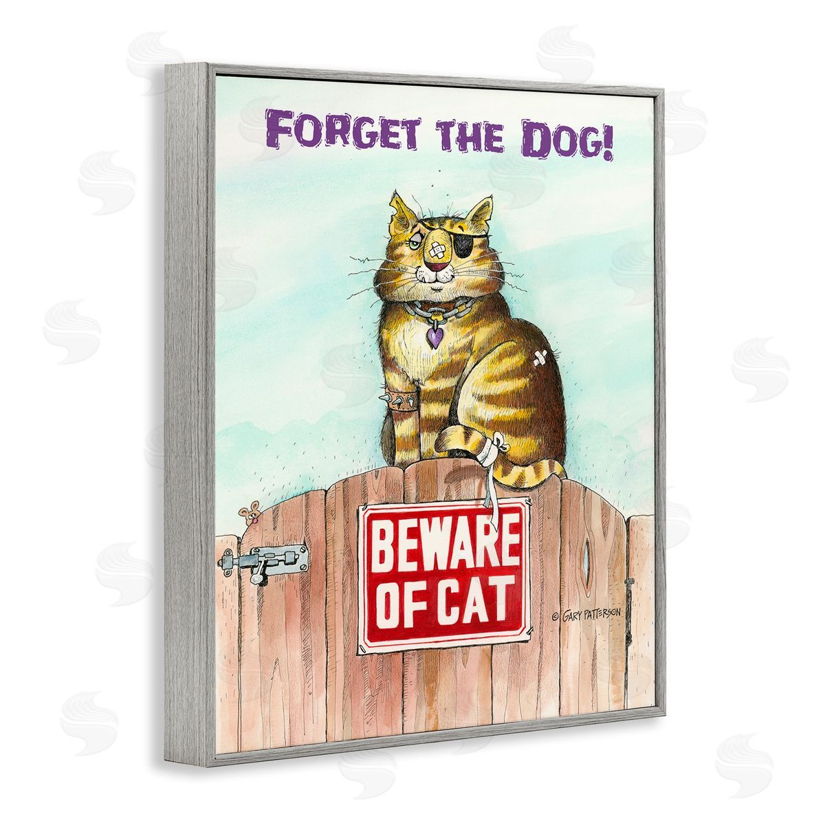 Forget The Dog Funny Cat Pet Grey Frame Print Wall Art, Home Decor by Gary Patterson