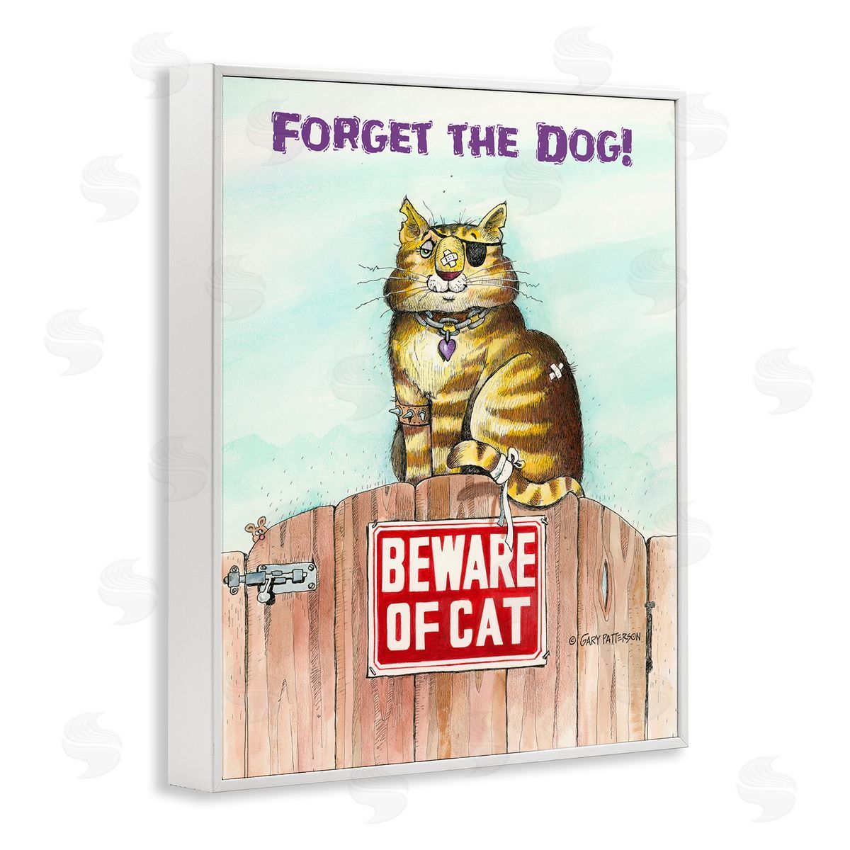 Forget The Dog Funny Cat Pet White Frame Print Wall Art, Home Decor by Gary Patterson
