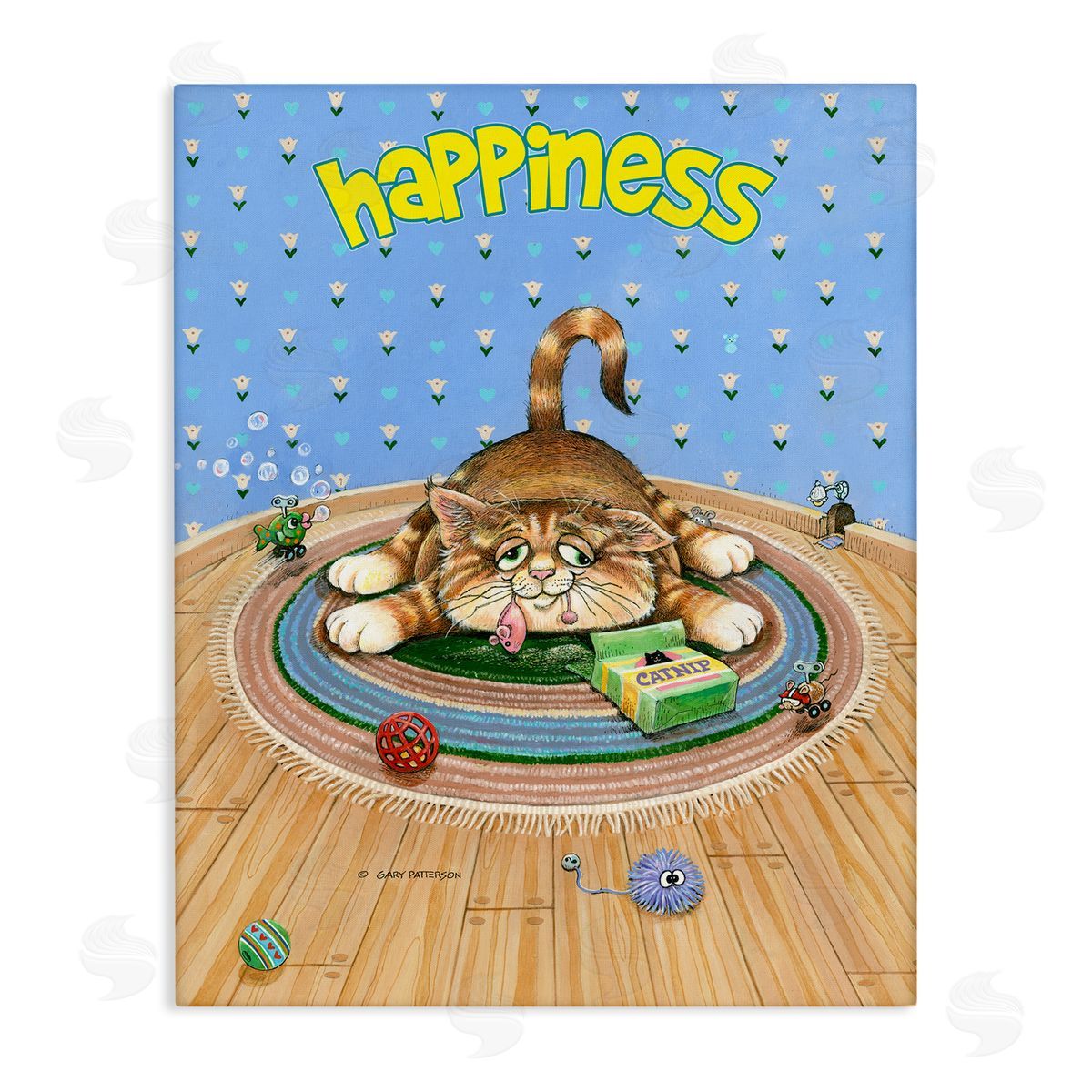 Happiness Funny Cat Pet Canvas Wall Art, Home Decor by Gary Patterson