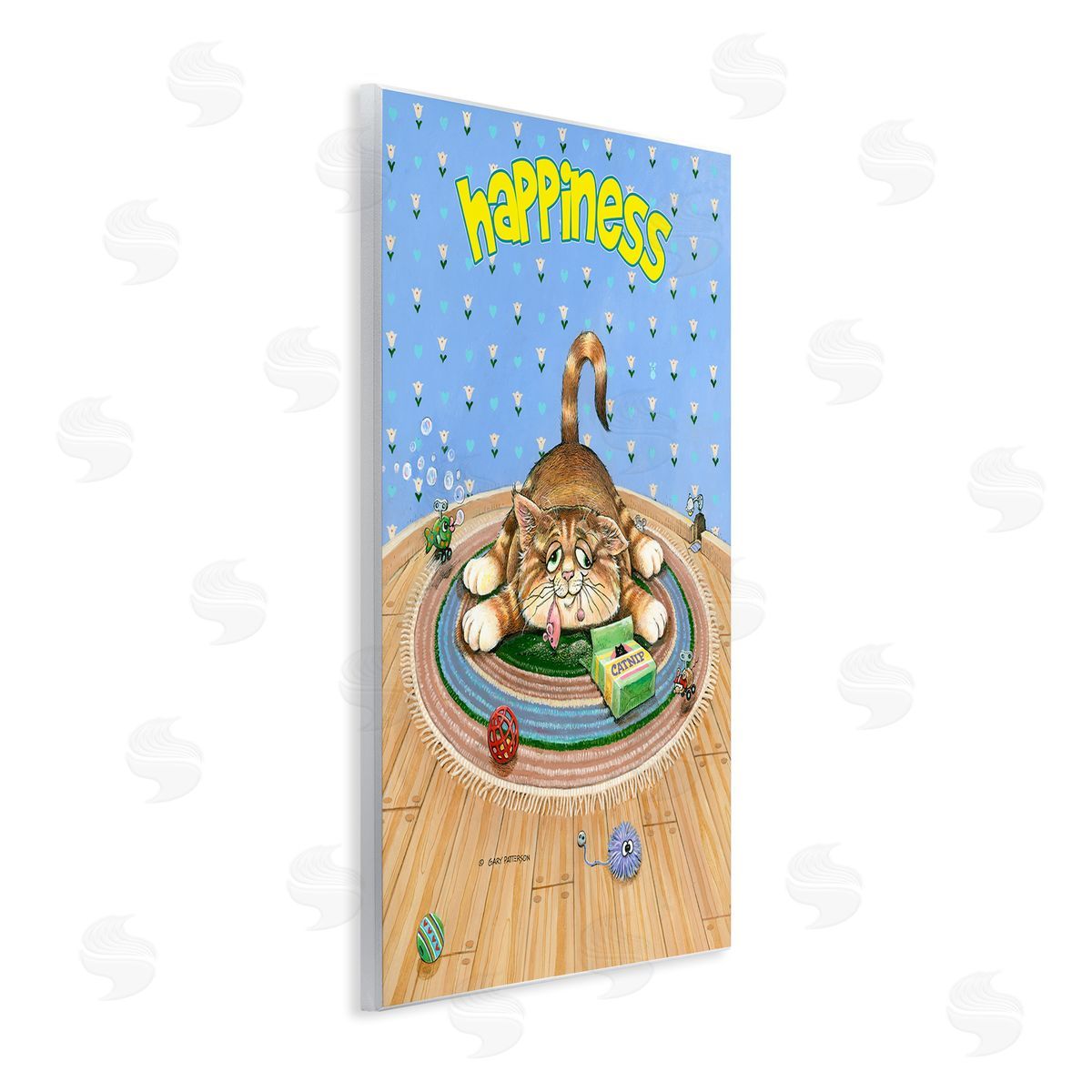 Happiness Funny Cat Pet Wood Plaque Wall Art, Home Decor by Gary Patterson