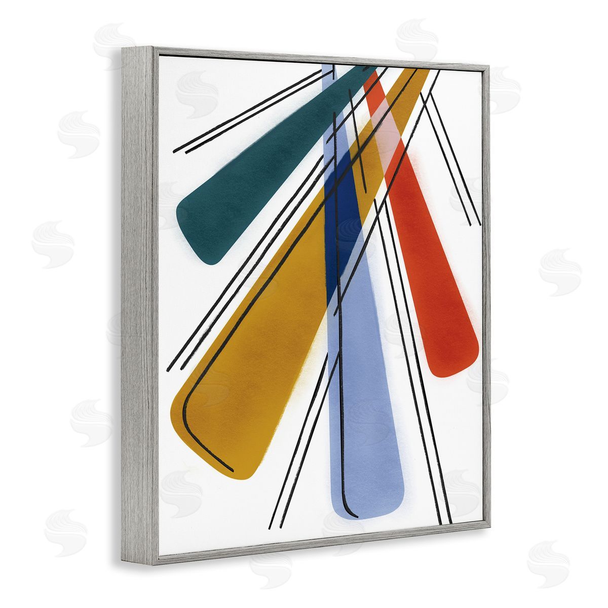 Abstract Primary Color Rays Grey Frame Print Wall Art, Home Decor by Stupell Studio
