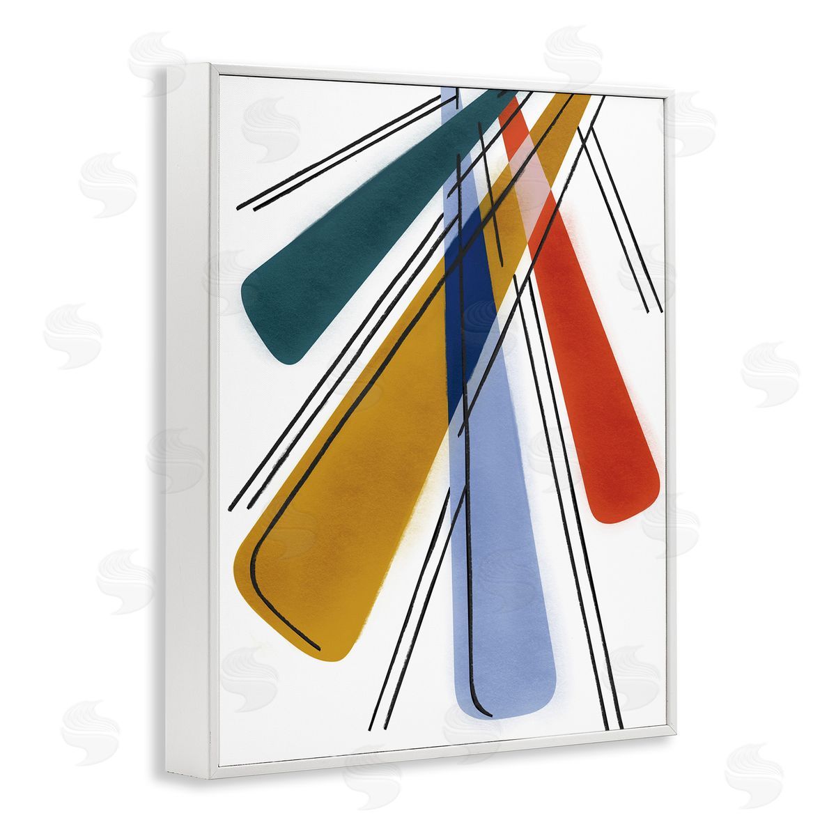Abstract Primary Color Rays White Frame Print Wall Art, Home Decor by Stupell Studio