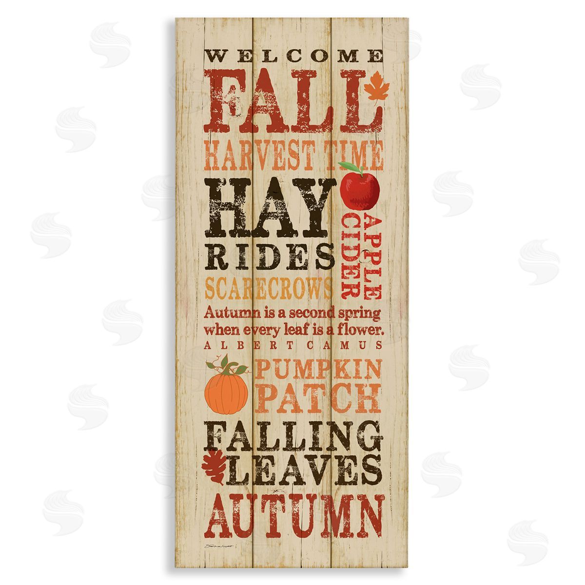 Welcome Fall Autumn List Canvas Wall Art, Home Decor by Stephanie Workman Marrott