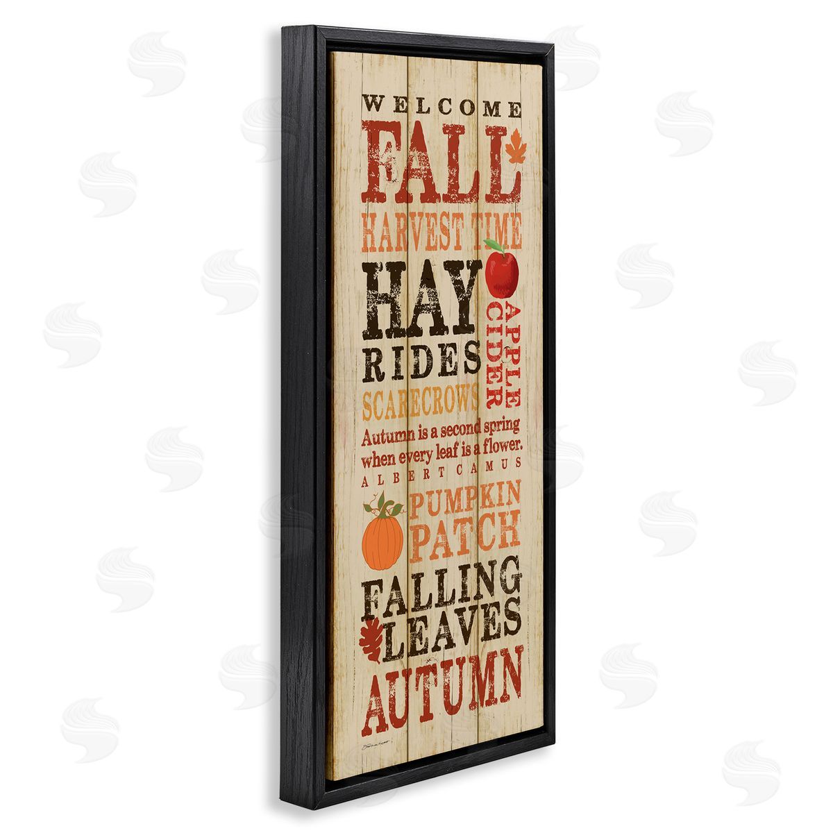 Welcome Fall Autumn List Black Floating Frame Canvas Wall Art, Home Decor by Stephanie Workman Marrott