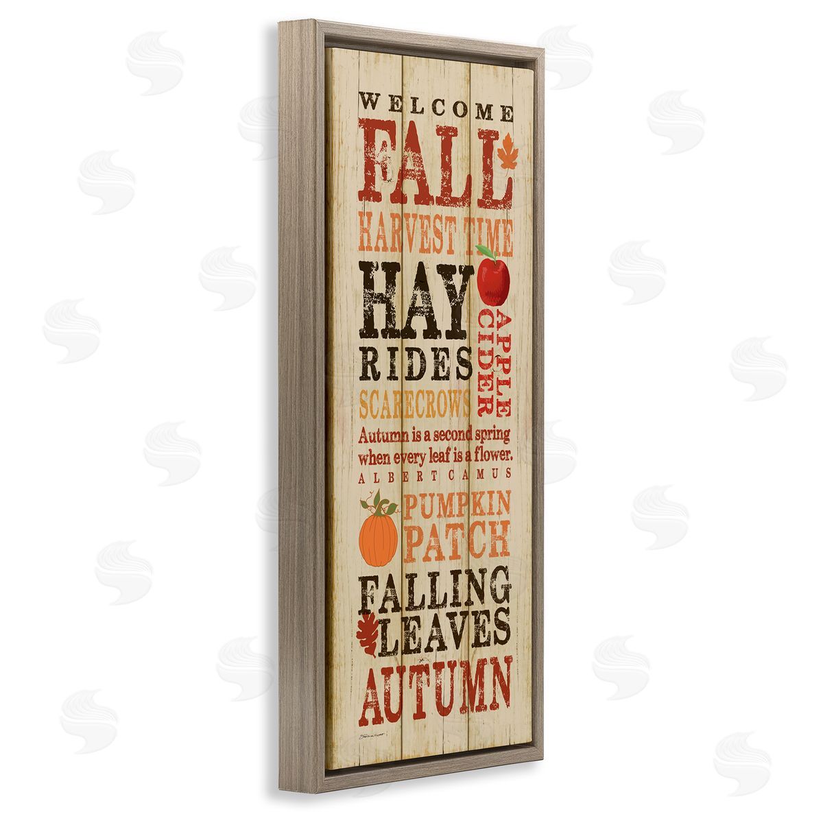 Welcome Fall Autumn List Brown Floating Frame Canvas Wall Art, Home Decor by Stephanie Workman Marrott