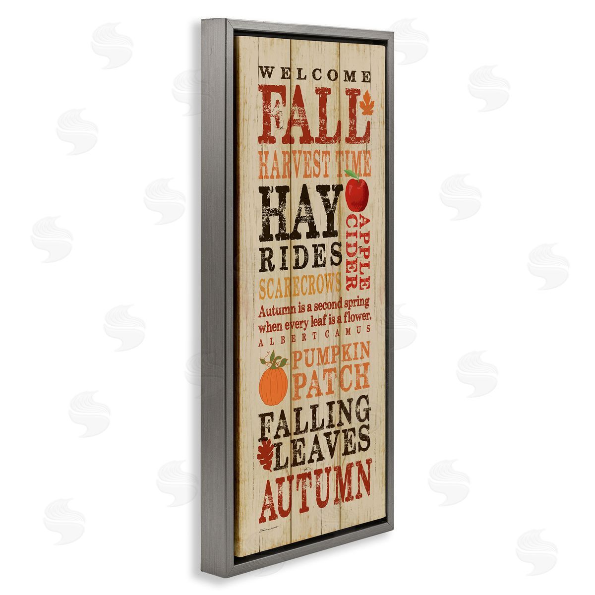 Welcome Fall Autumn List Grey Floating Frame Canvas Wall Art, Home Decor by Stephanie Workman Marrott