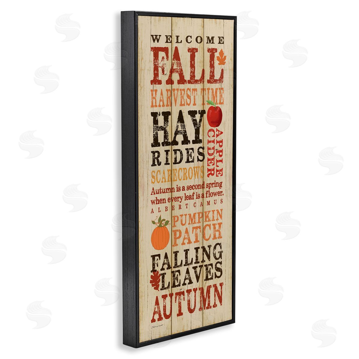 Welcome Fall Autumn List Black Frame Print Wall Art, Home Decor by Stephanie Workman Marrott