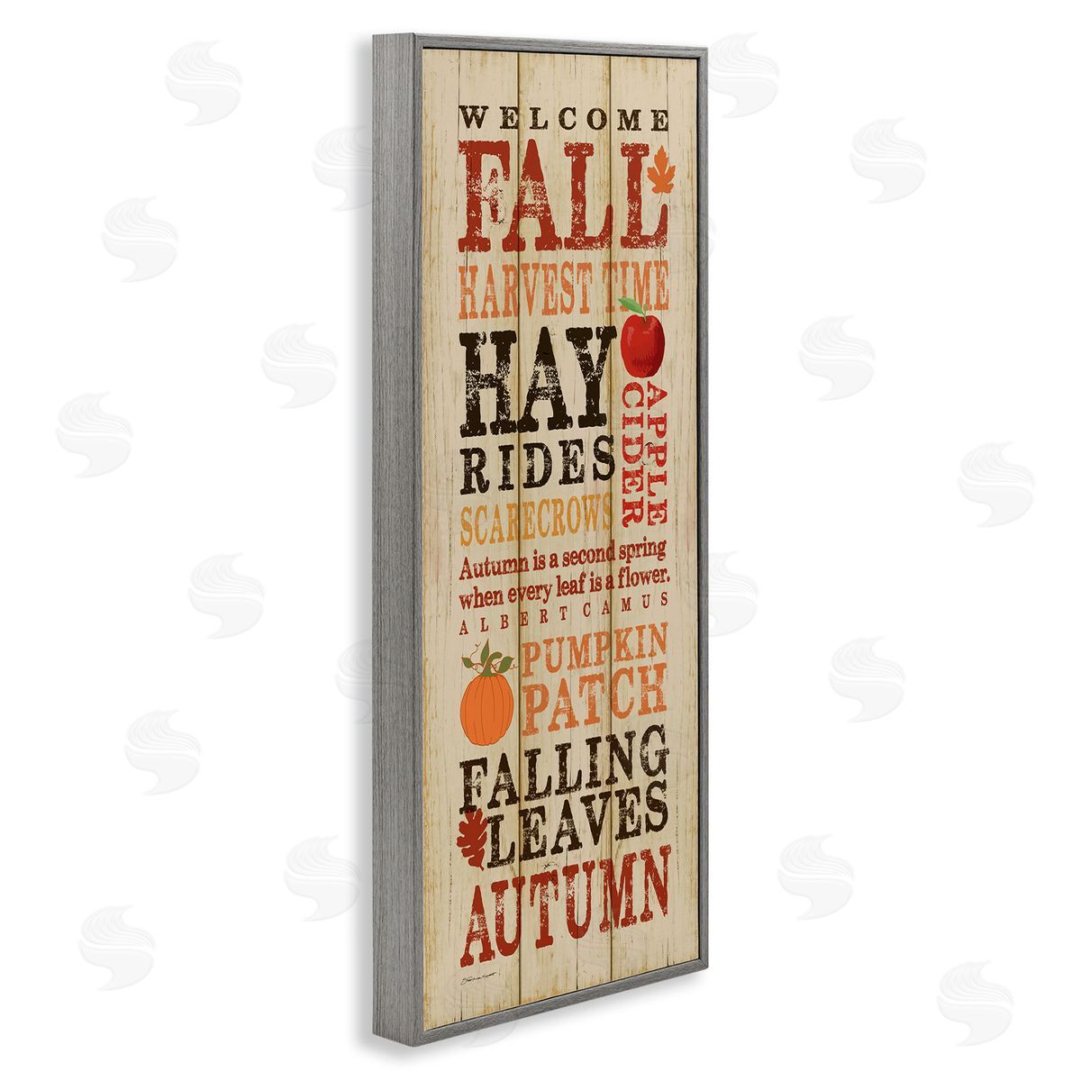 Welcome Fall Autumn List Grey Frame Print Wall Art, Home Decor by Stephanie Workman Marrott