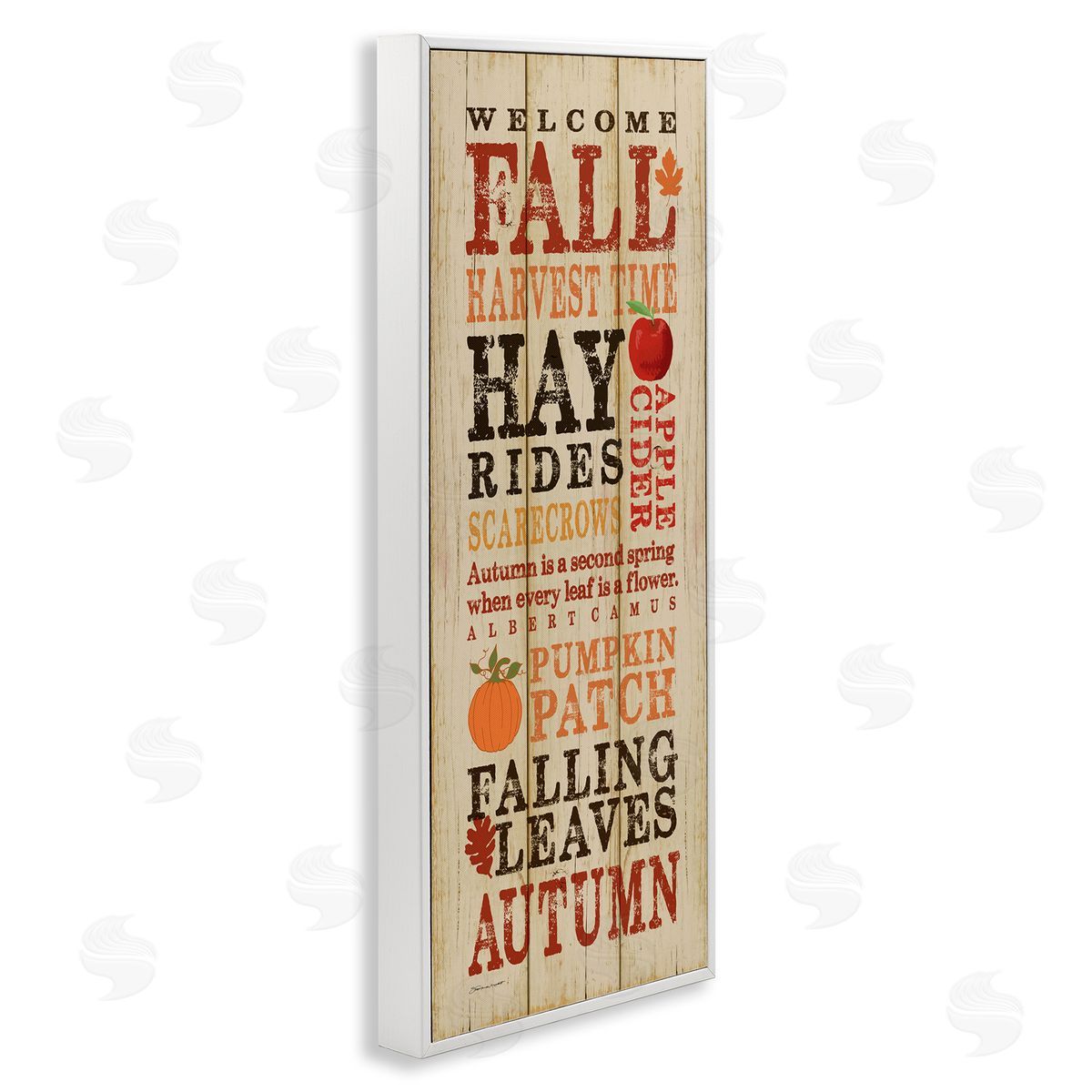Welcome Fall Autumn List White Frame Print Wall Art, Home Decor by Stephanie Workman Marrott