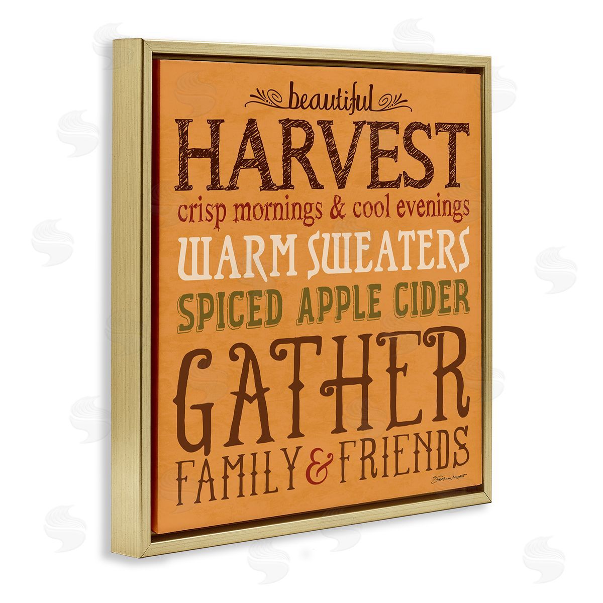 Beautiful Harvest Fall Seasonal Gold Floating Frame Canvas Wall Art, Home Decor by Stephanie Workman Marrott