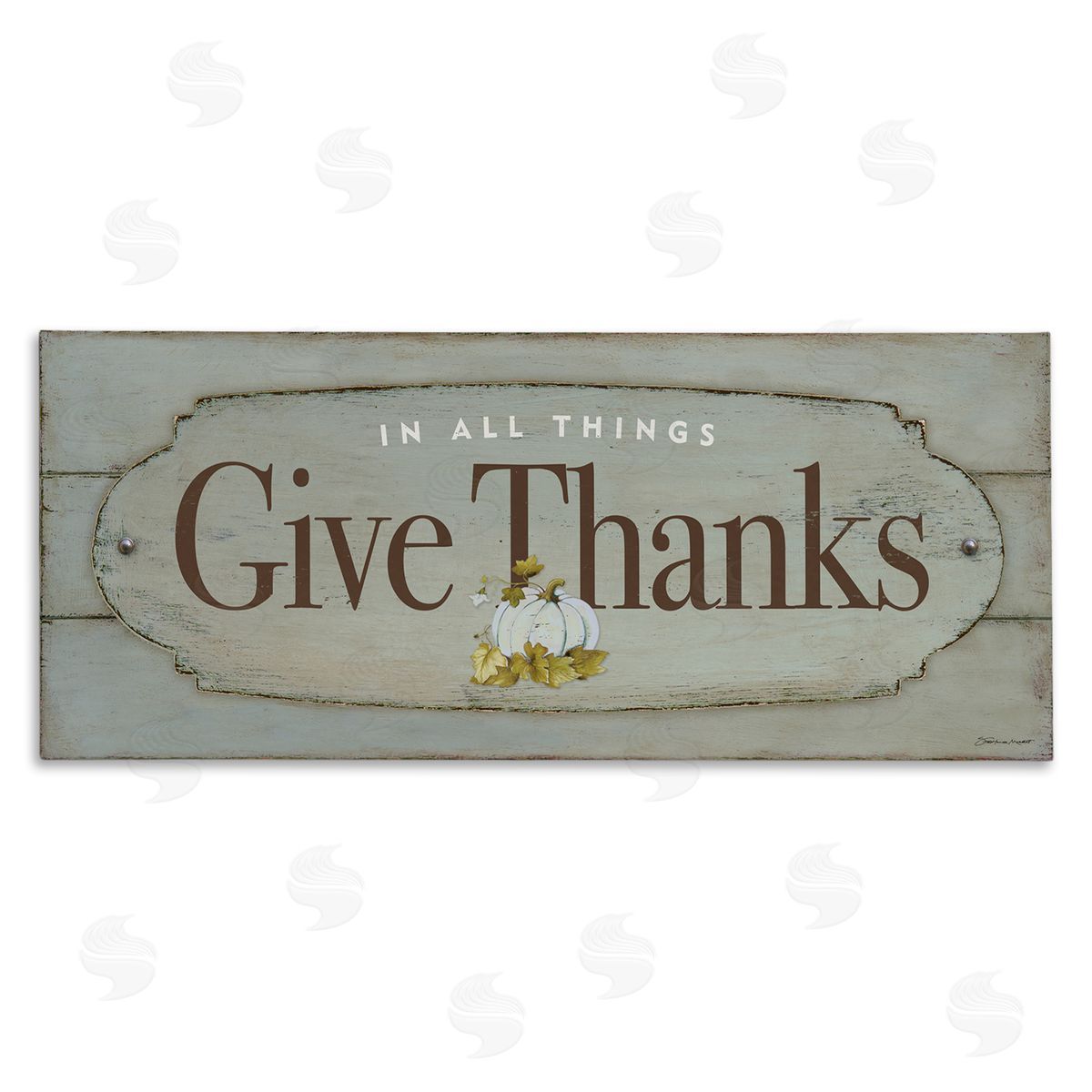 Give Thanks Distressed Grey Canvas Wall Art, Home Decor by Stephanie Workman Marrott