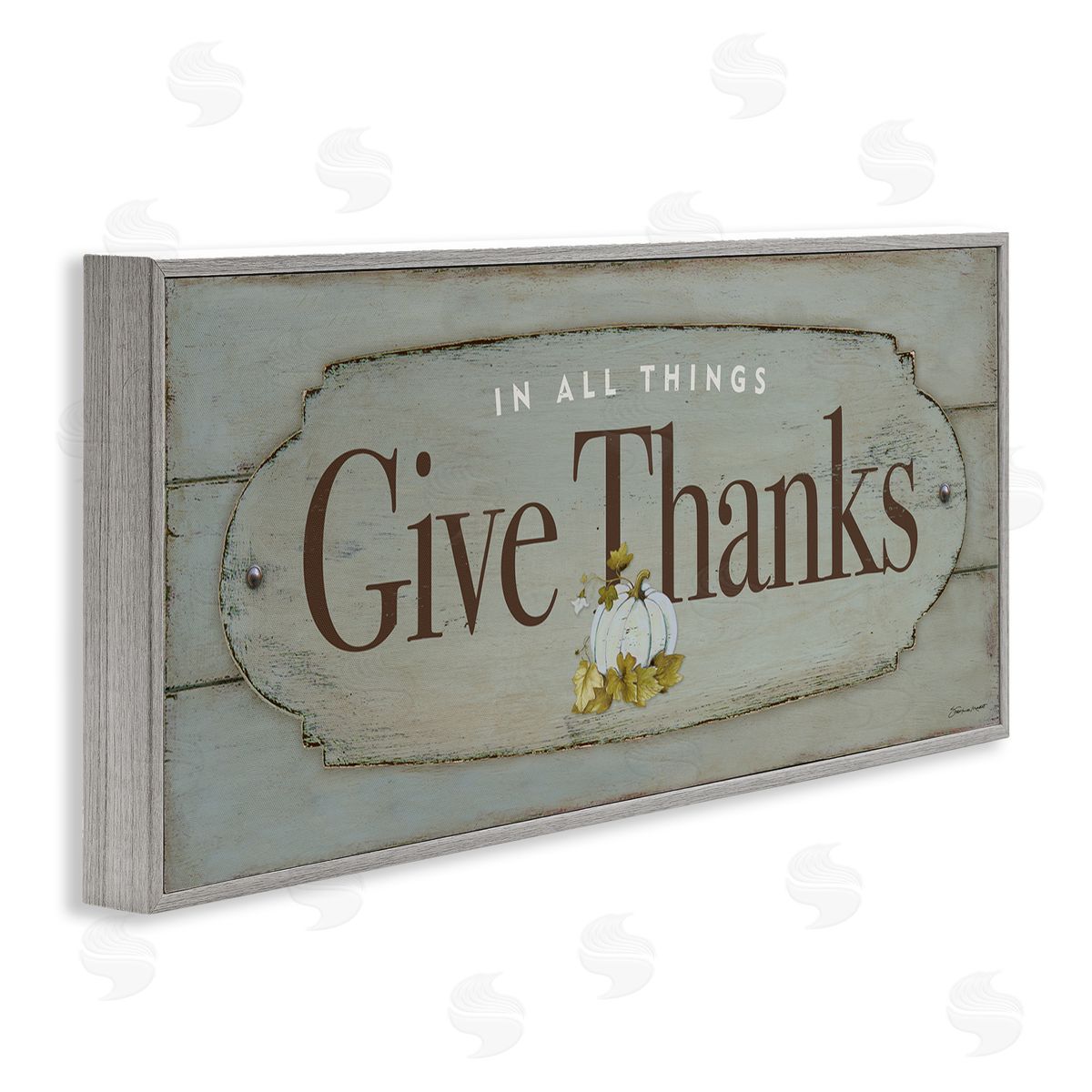 Give Thanks Distressed Grey Grey Frame Print Wall Art, Home Decor by Stephanie Workman Marrott