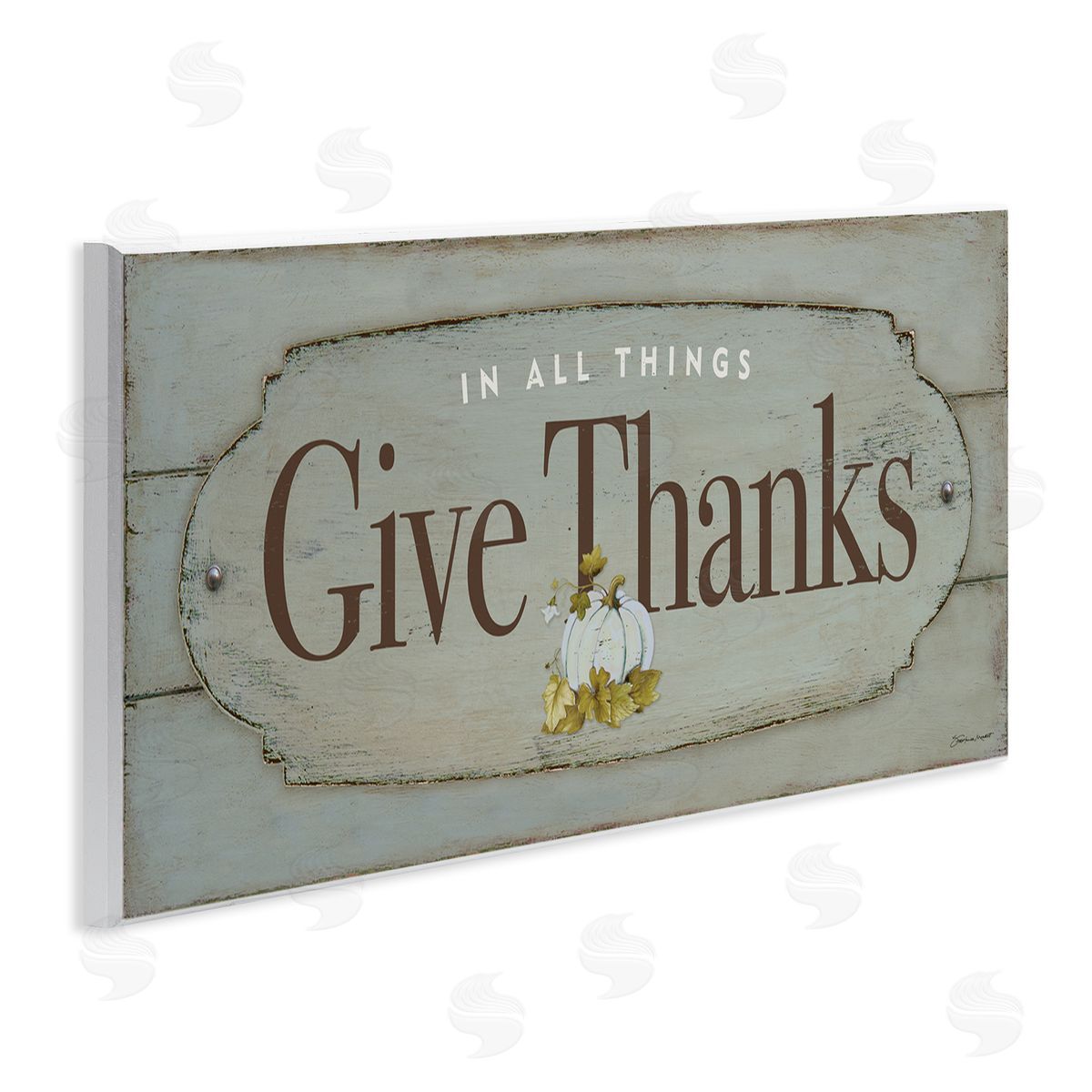 Give Thanks Distressed Grey Wood Plaque Wall Art, Home Decor by Stephanie Workman Marrott