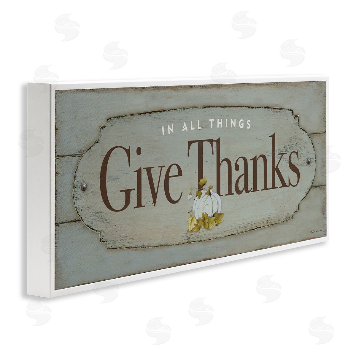 Give Thanks Distressed Grey White Frame Print Wall Art, Home Decor by Stephanie Workman Marrott