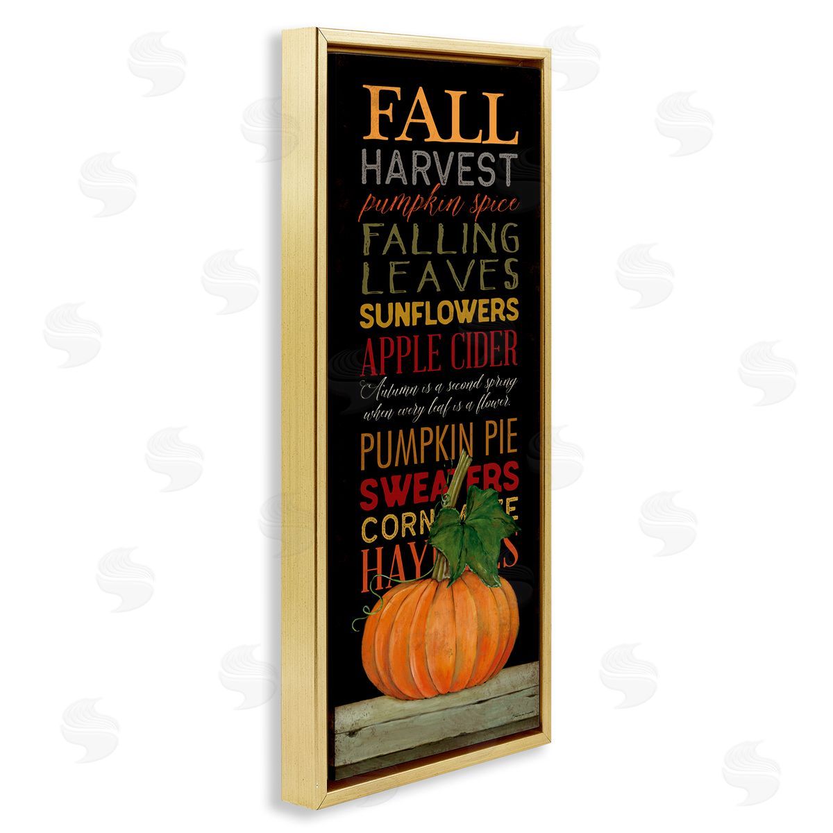 Fall Harvest Autumn Seasonal Gold Floating Frame Canvas Wall Art, Home Decor by Stephanie Workman Marrott
