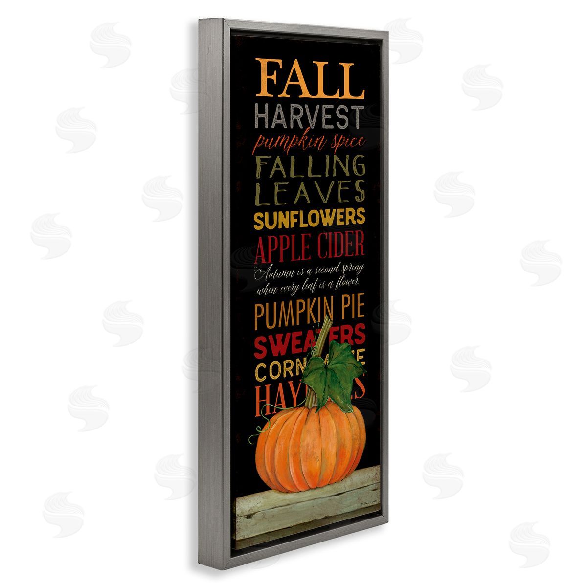 Fall Harvest Autumn Seasonal Grey Floating Frame Canvas Wall Art, Home Decor by Stephanie Workman Marrott