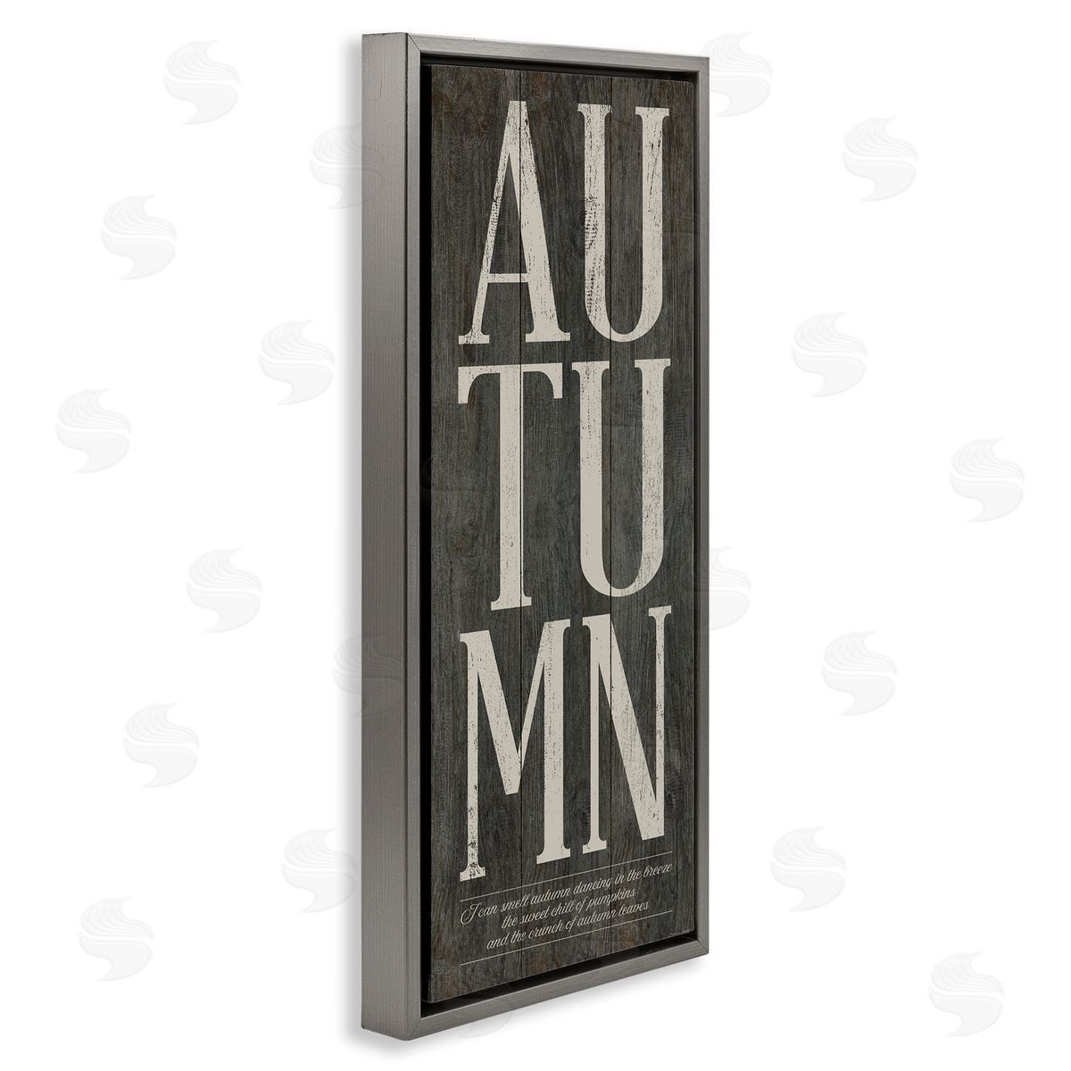 Autumn Grey Typography Grey Floating Frame Canvas Wall Art, Home Decor by Stephanie Workman Marrott