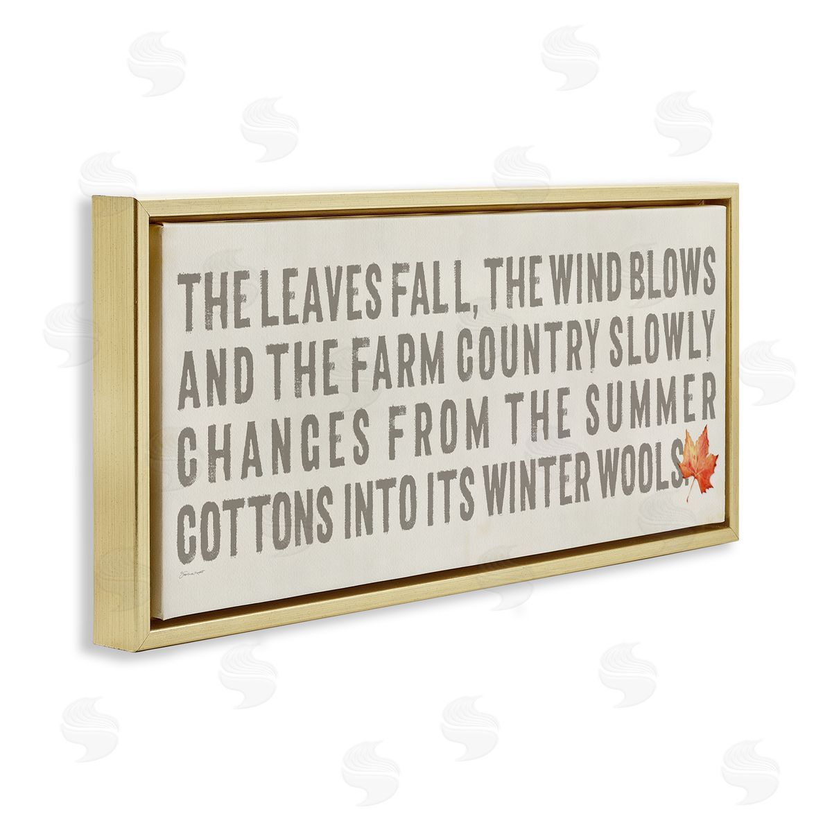 Leaves Fall Autumn Seasonal Gold Floating Frame Canvas Wall Art, Home Decor by Stephanie Workman Marrott