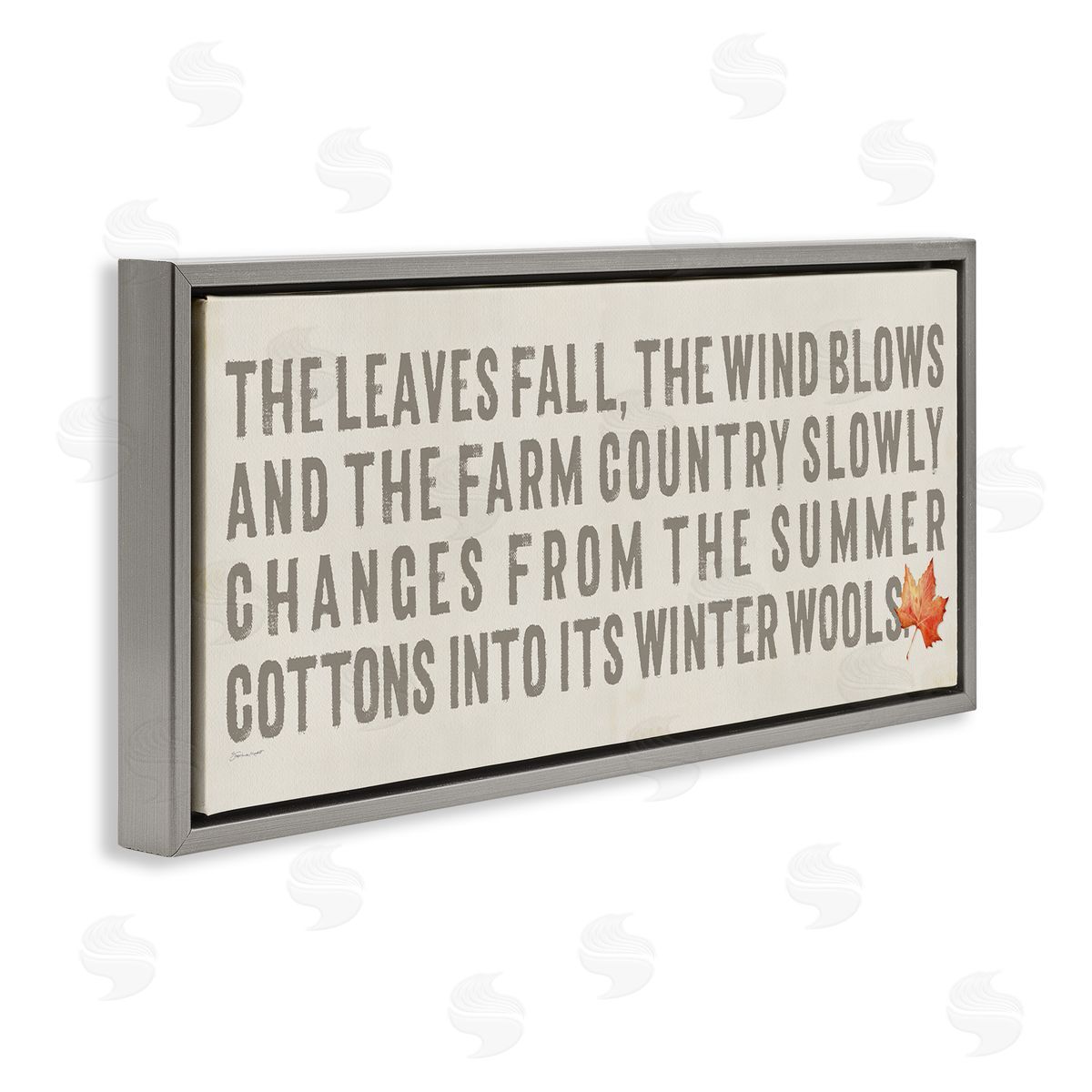 Leaves Fall Autumn Seasonal Grey Floating Frame Canvas Wall Art, Home Decor by Stephanie Workman Marrott