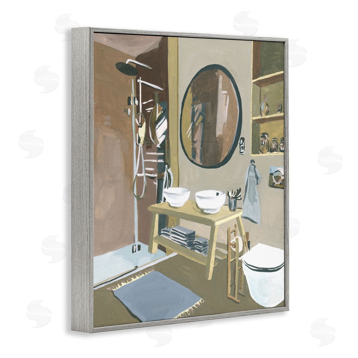Modern Bathroom Interior Design Grey Frame Print Wall Art, Home Decor by Melissa Wang