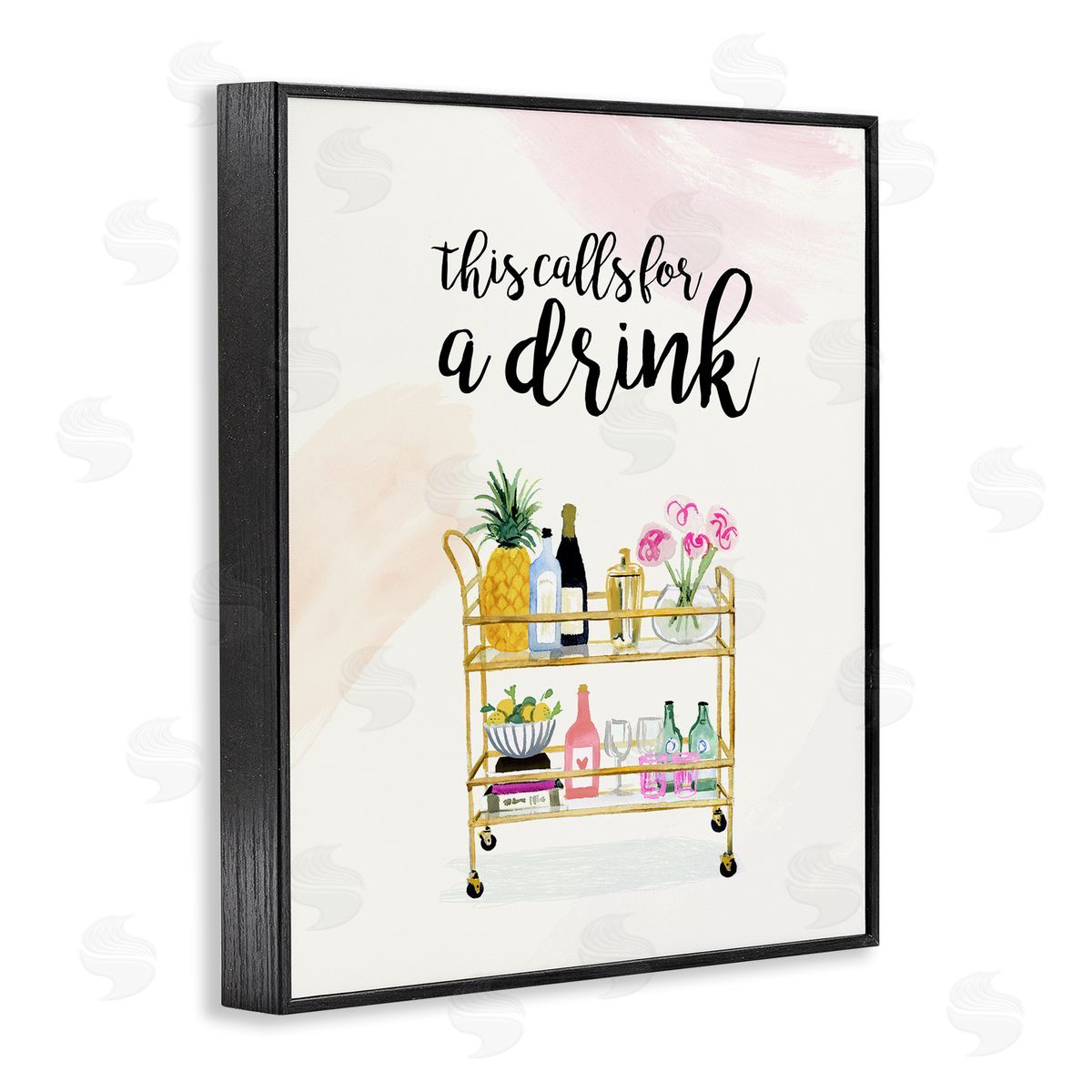 Calls for a Drink Quote Black Frame Print Wall Art, Home Decor by Victoria Borges
