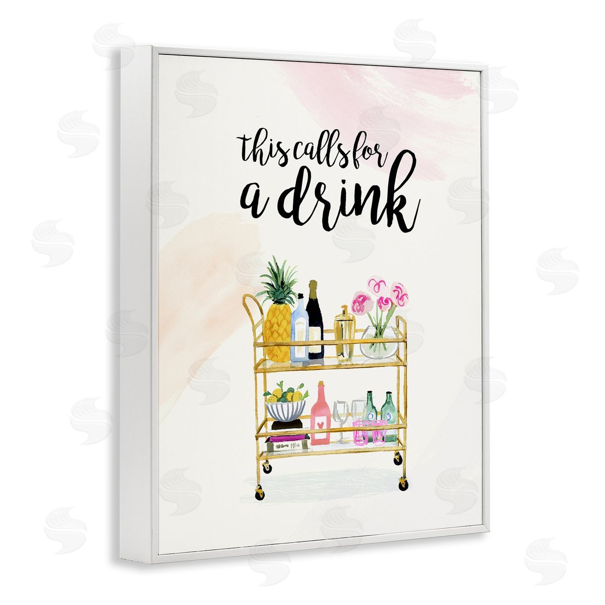 Calls for a Drink Quote White Frame Print Wall Art, Home Decor by Victoria Borges