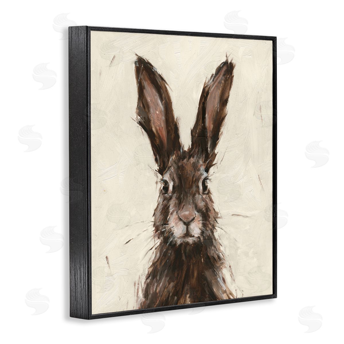 Brown European Rabbit Hare Portrait Black Frame Print Wall Art, Home Decor by Ethan Harper