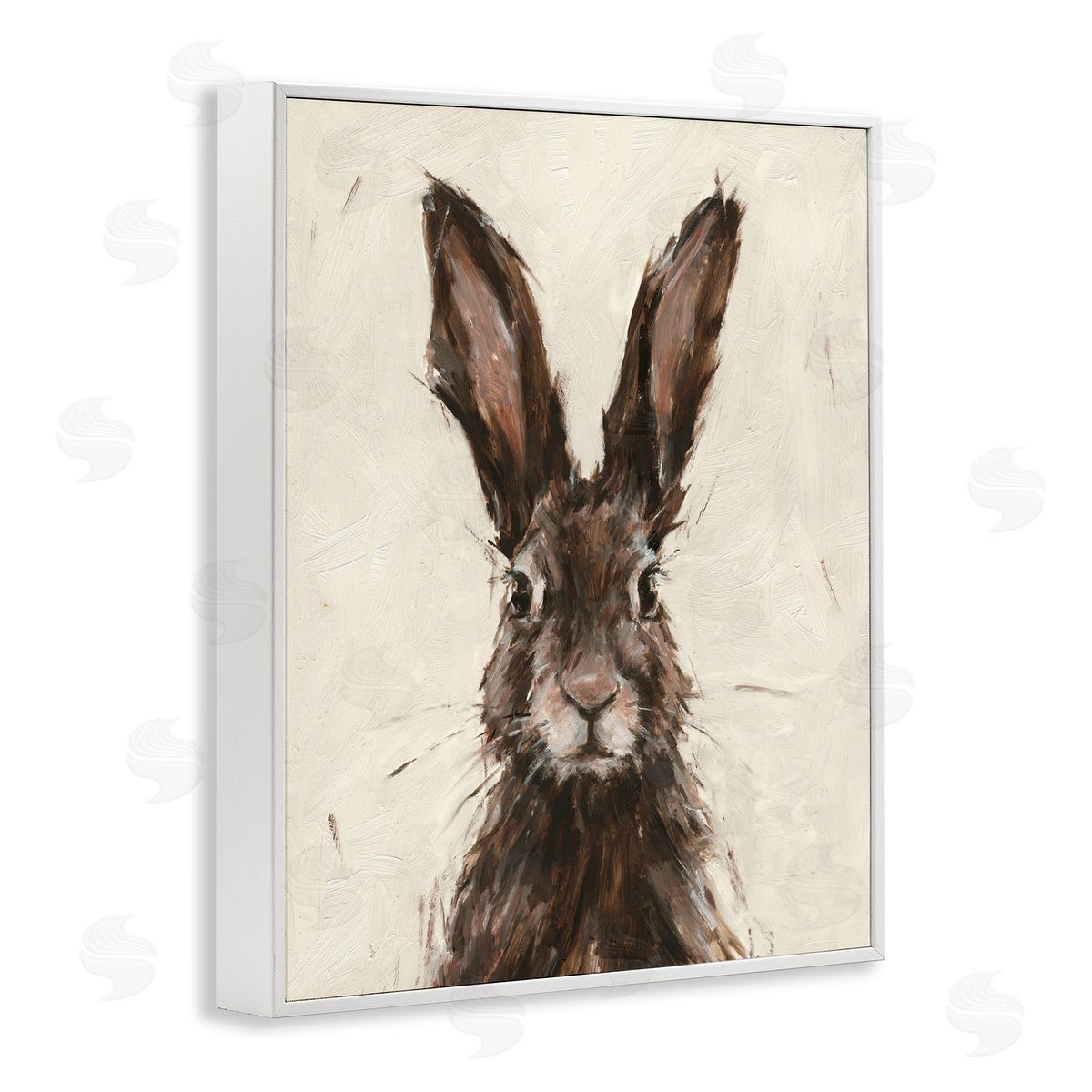 Brown European Rabbit Hare Portrait White Frame Print Wall Art, Home Decor by Ethan Harper