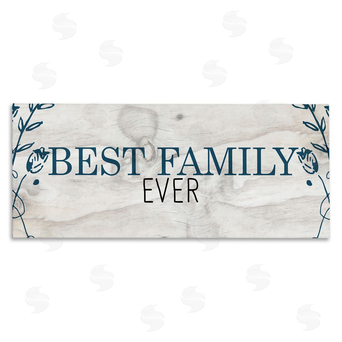 Best Family Ever Blue Typography Canvas Wall Art, Home Decor by Kim Allen