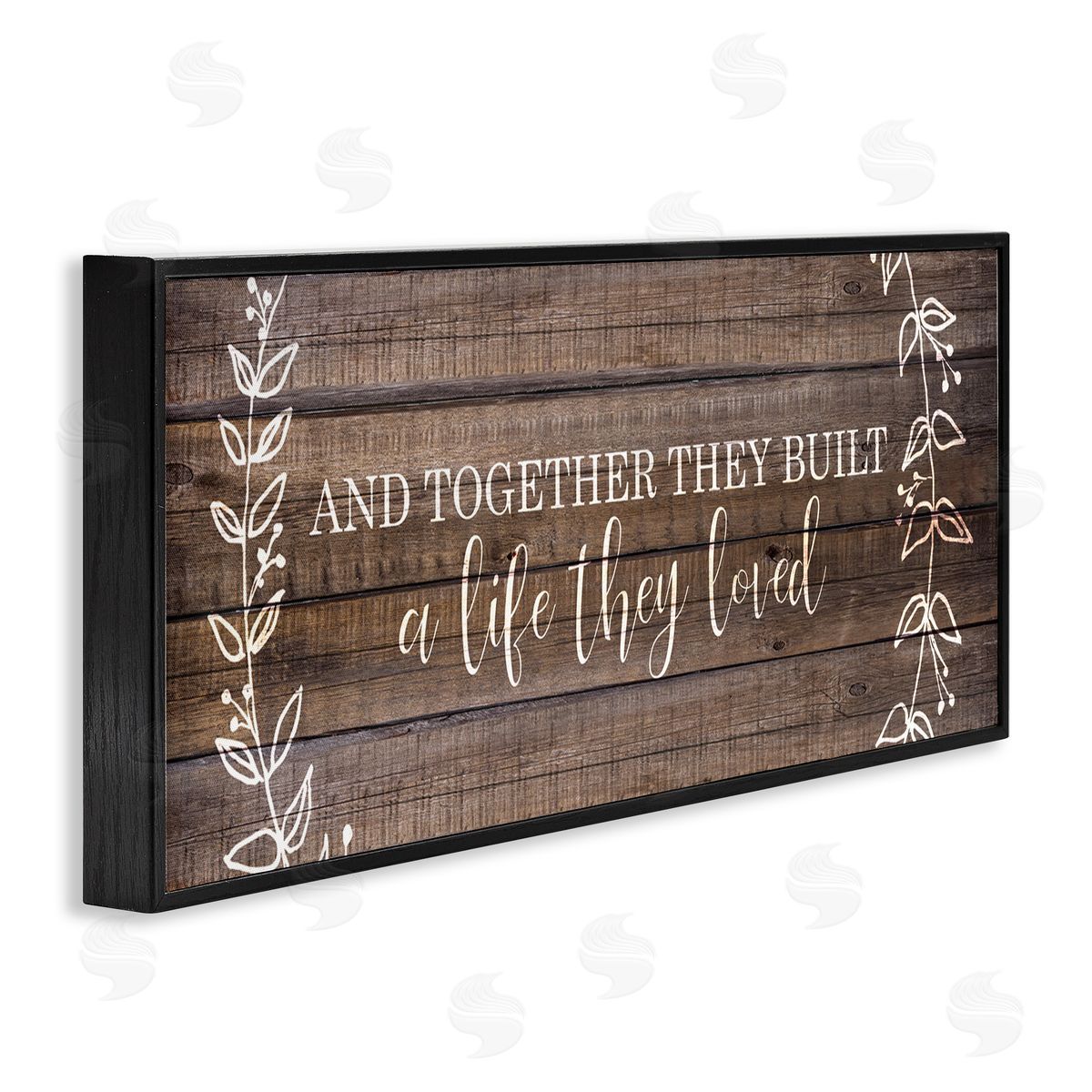 Together They Built Love Pattern Black Frame Print Wall Art, Home Decor by Kim Allen