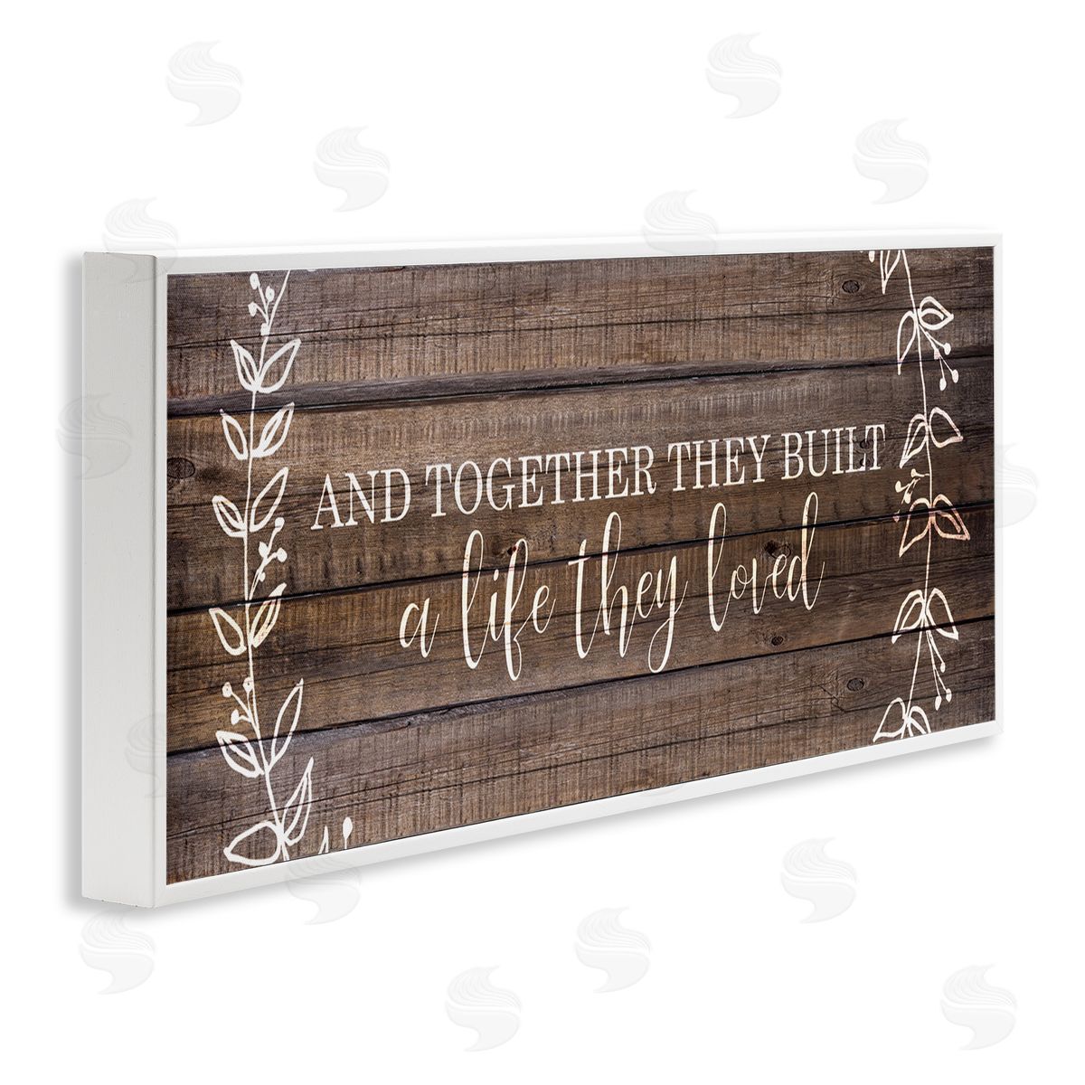 Together They Built Love Pattern White Frame Print Wall Art, Home Decor by Kim Allen