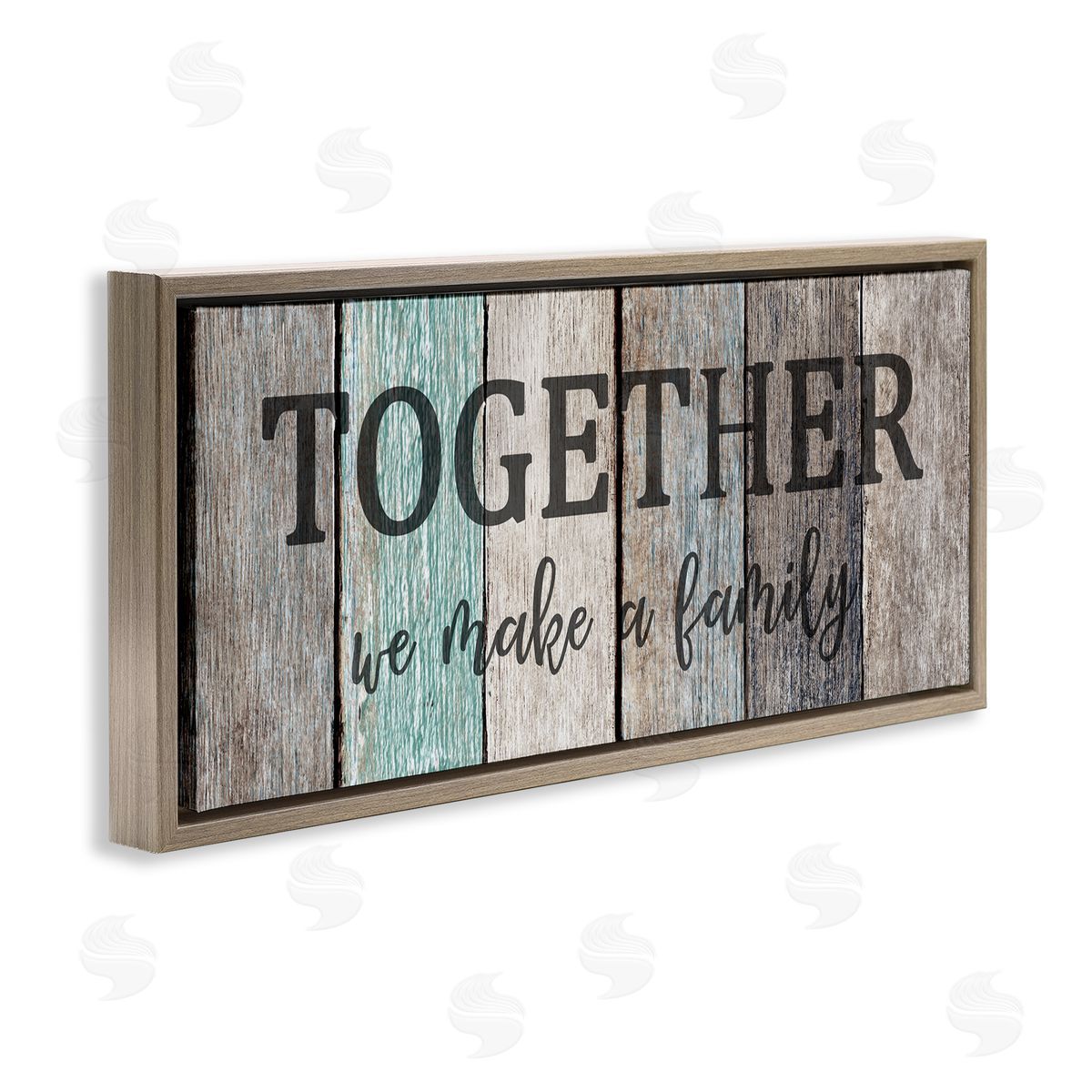 Together We Make a Family Quote Brown Floating Frame Canvas Wall Art, Home Decor by Kim Allen
